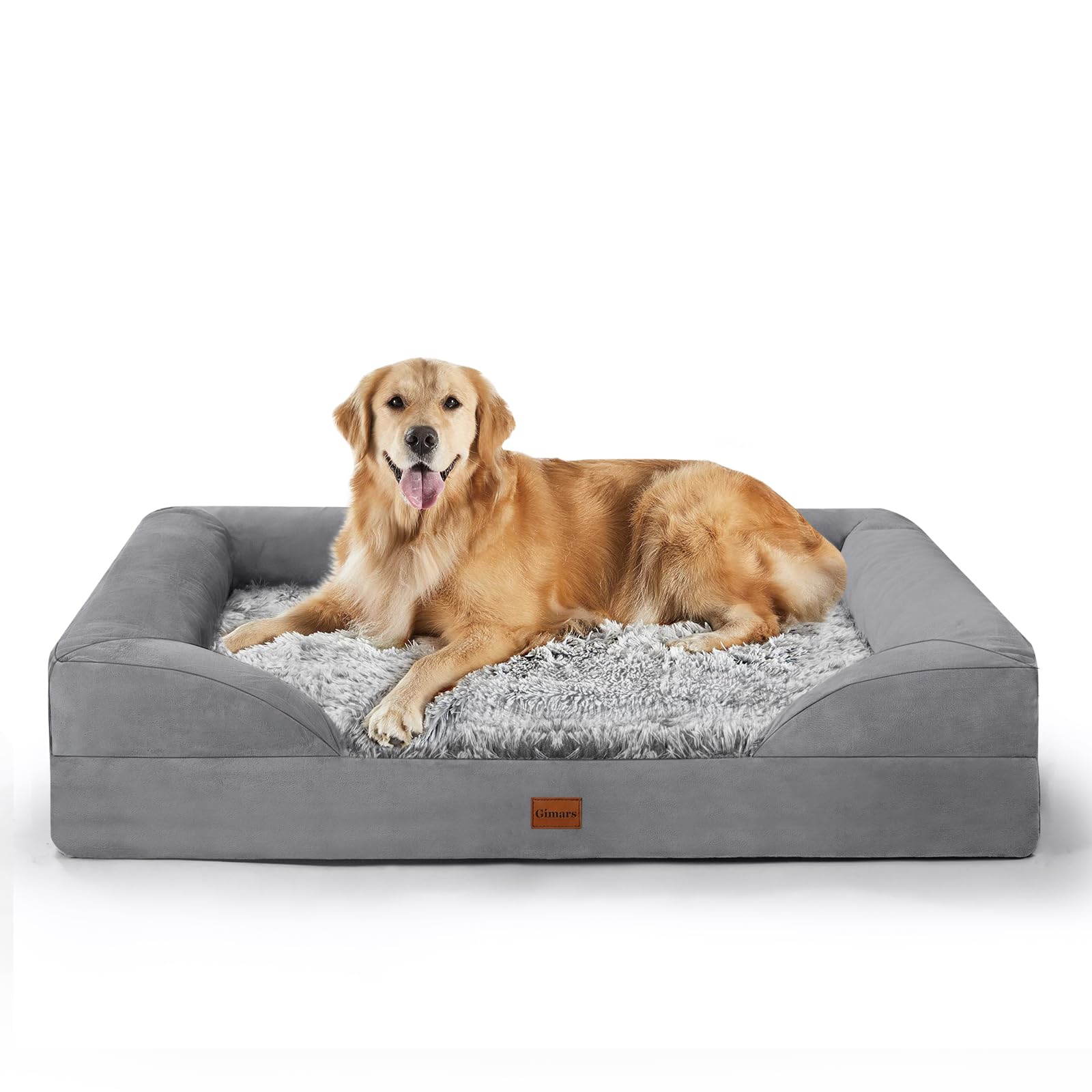Gimars 9,5 cm XL Cuccia Cane Interno Otopedica per Cani di Taglia Grande, 28D Guscio d'Uovo Memory Foam Cuccia Divano per Cuccioli Anziani con Fodera Impermeabile,Sfoderabile Lavabile, Quadrato