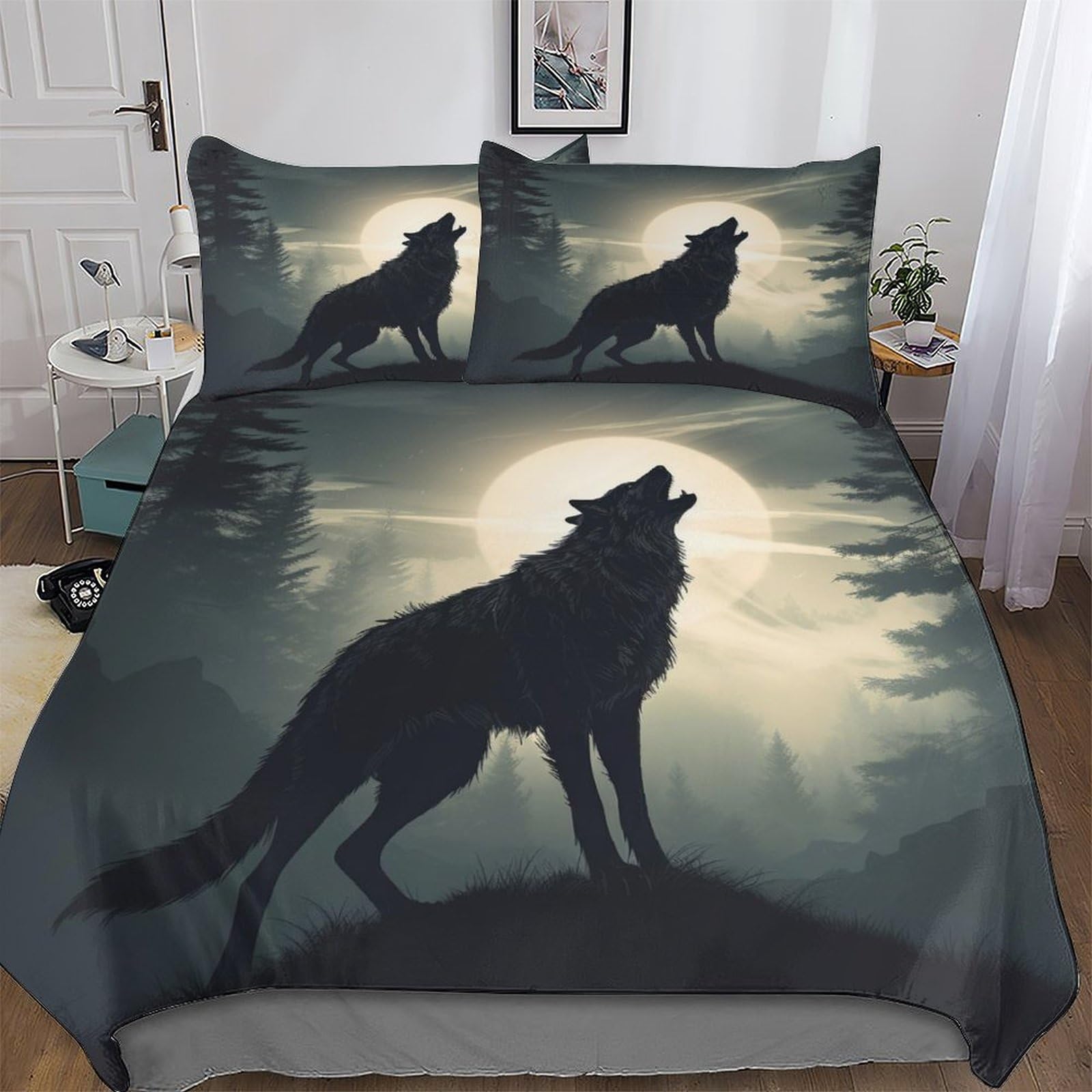 Loup housse de couette King en microfibre respirante pour un sommeil doux