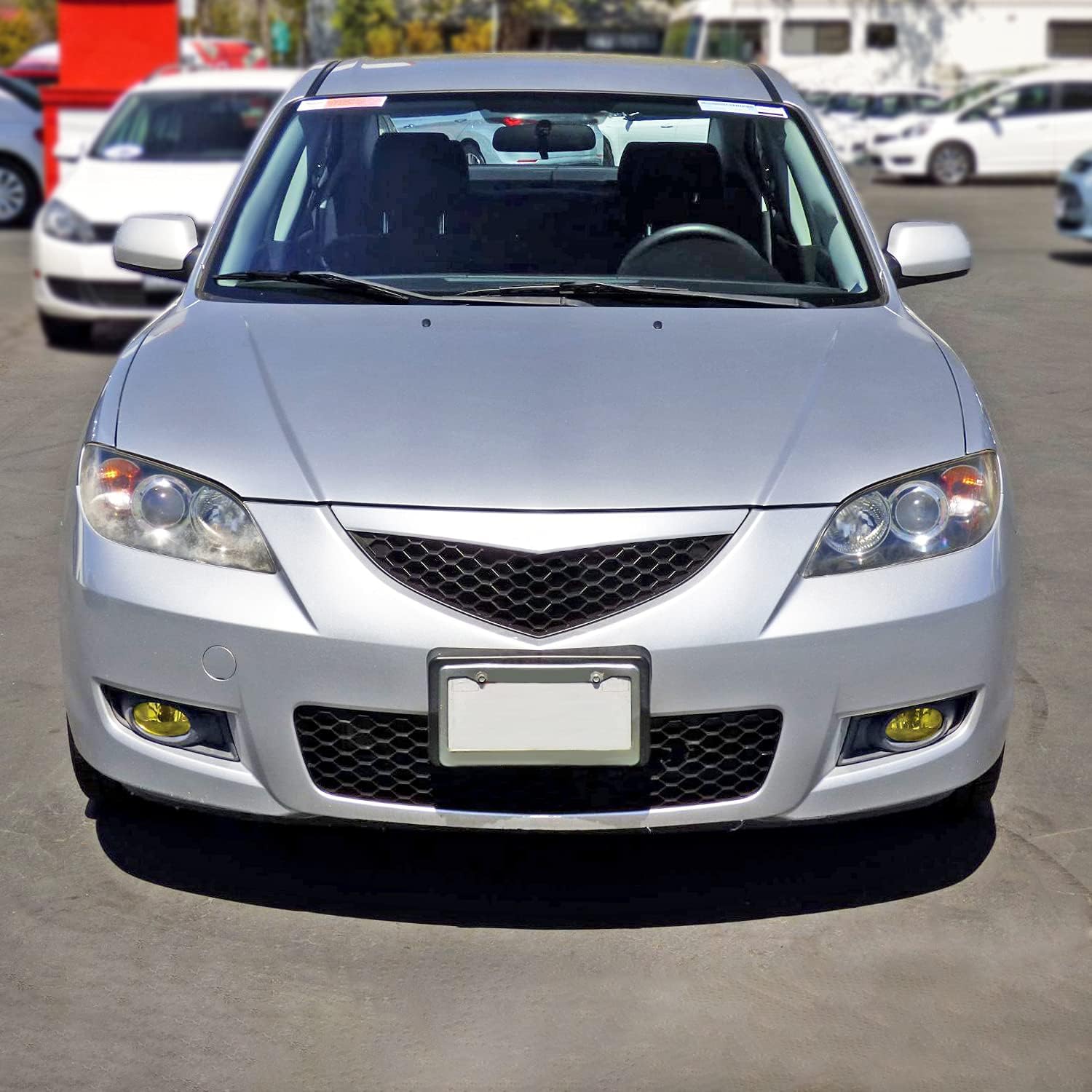SPEC-D TUNING Yellow Lens Fog Lights + H11 Bulbs + Switch Included Compatible with 2007-2009 Mazda 3 4 Door Sedan L+R Pair Assembly