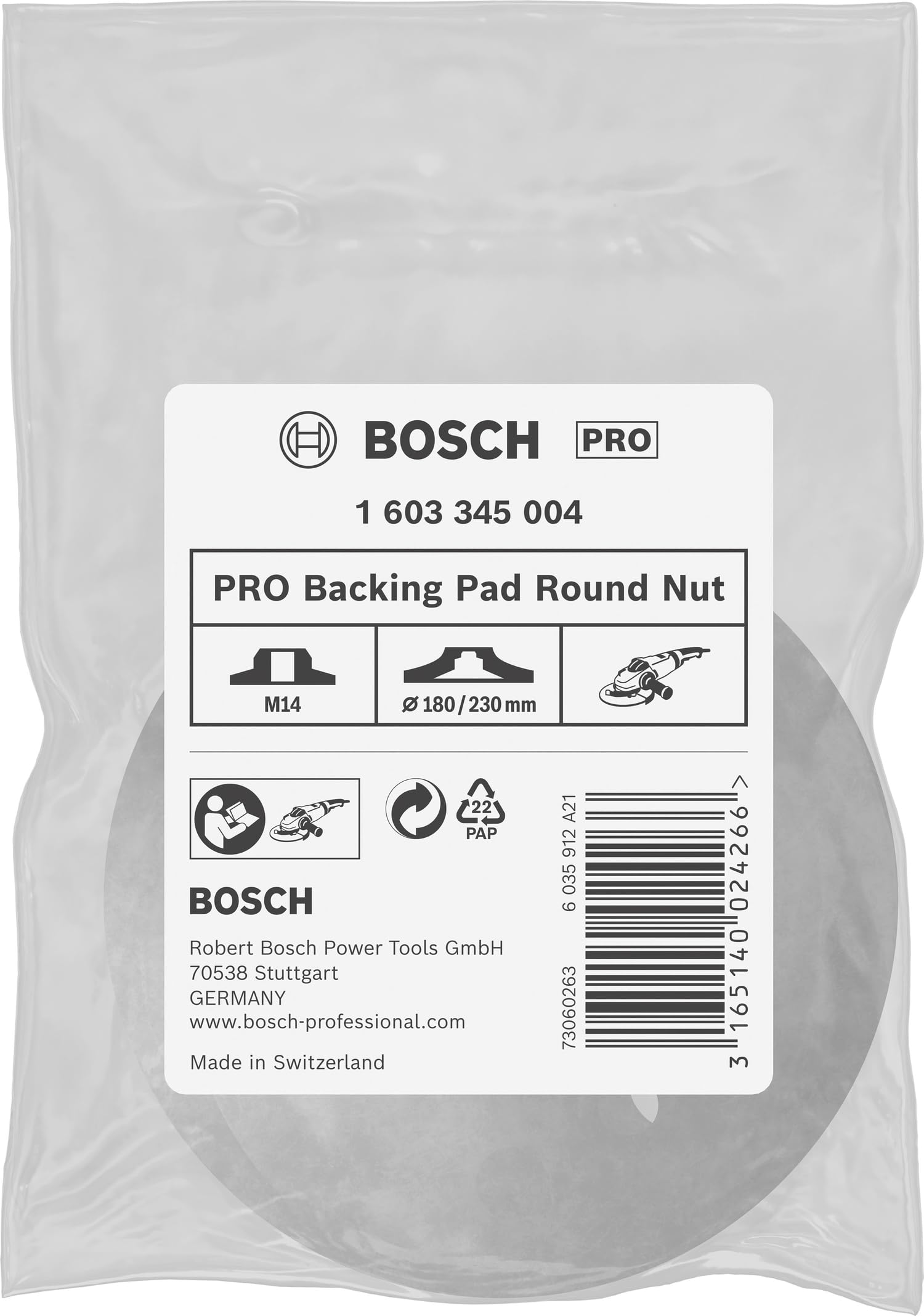 Bosch 1x Dado M14 PRO per platorelli grandi (Ø 180, 230 mm, Professional Accessorio Smerigliatrice angolare grande)