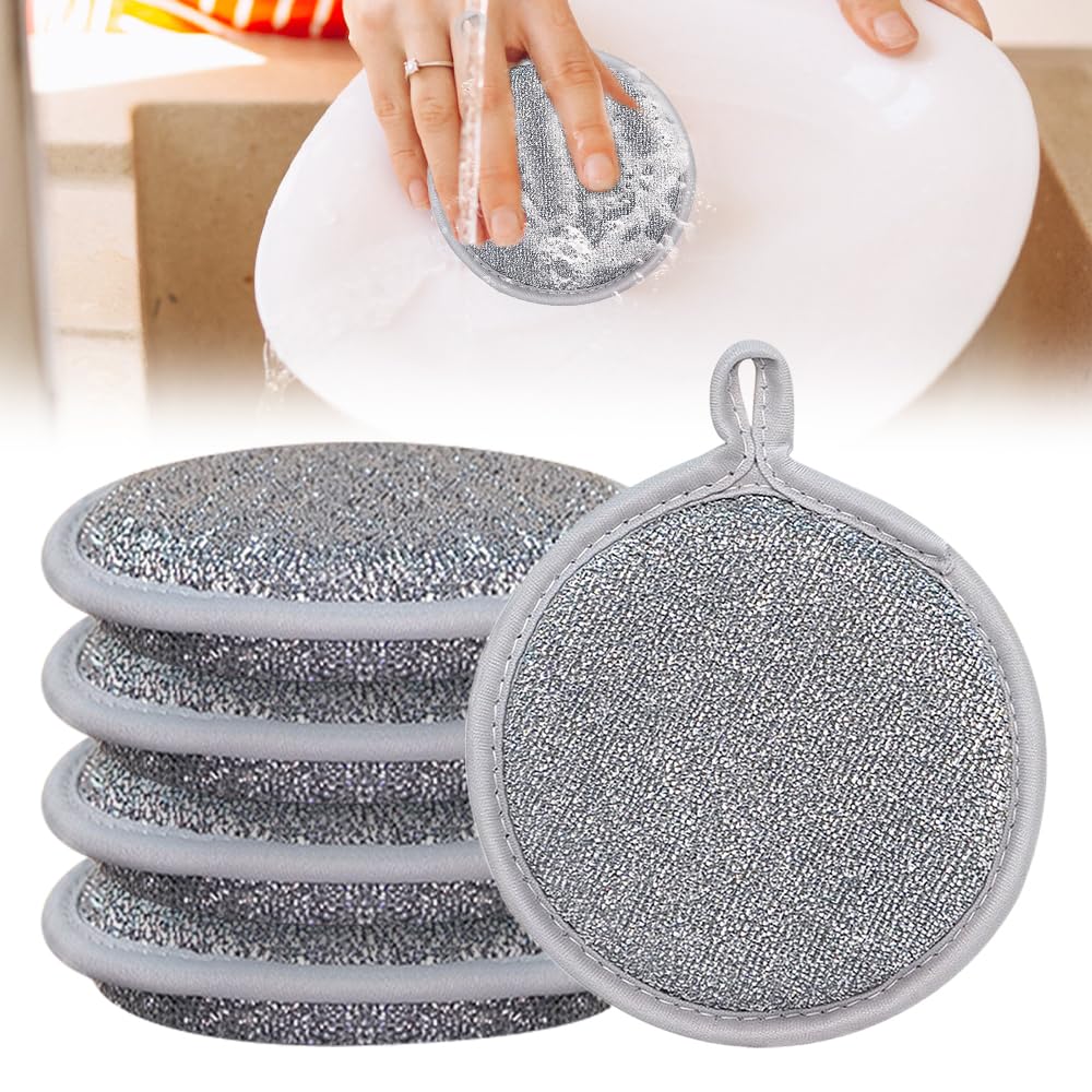 5 Pcs Multifuctional Wire Dishwashing Rags for Wet and Dry, 2024 New Multipurpose Miracle Cleaning Cloths, Non Scratch Dishcloth, Steel Wire Washing Cloth for Kitchen Sinks Dishes Stove Tops