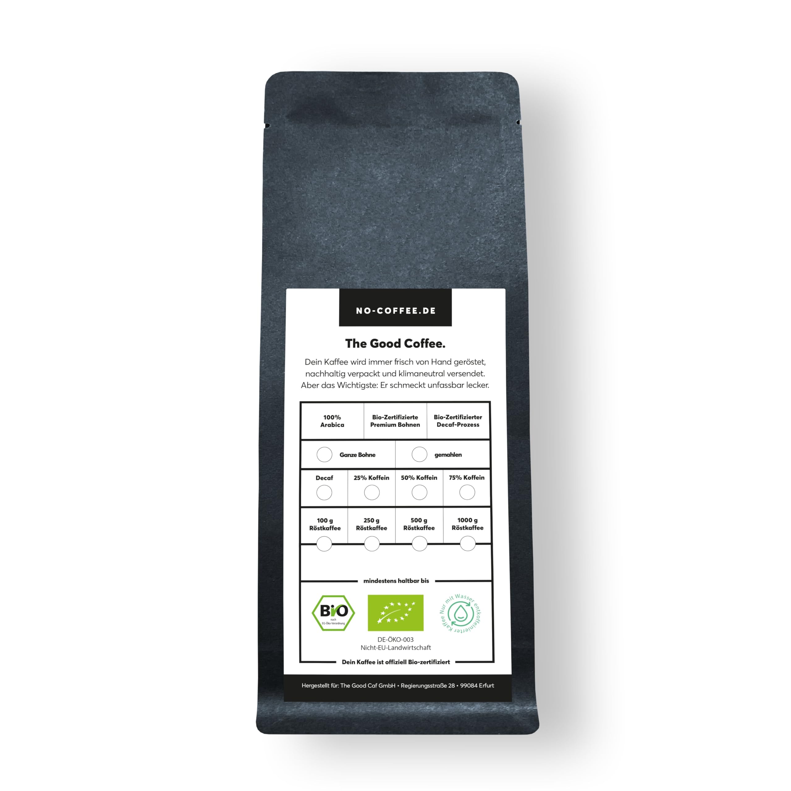 No Coffee® – No Espresso Premium Bio Espresso Bohnen entkoffeiniert (500g) | Entkoffeiniert mit Wasser | Koffeinfrei, schmeckt aber wie dein Lieblingskaffee | Kaffeebohnen koffeinfrei