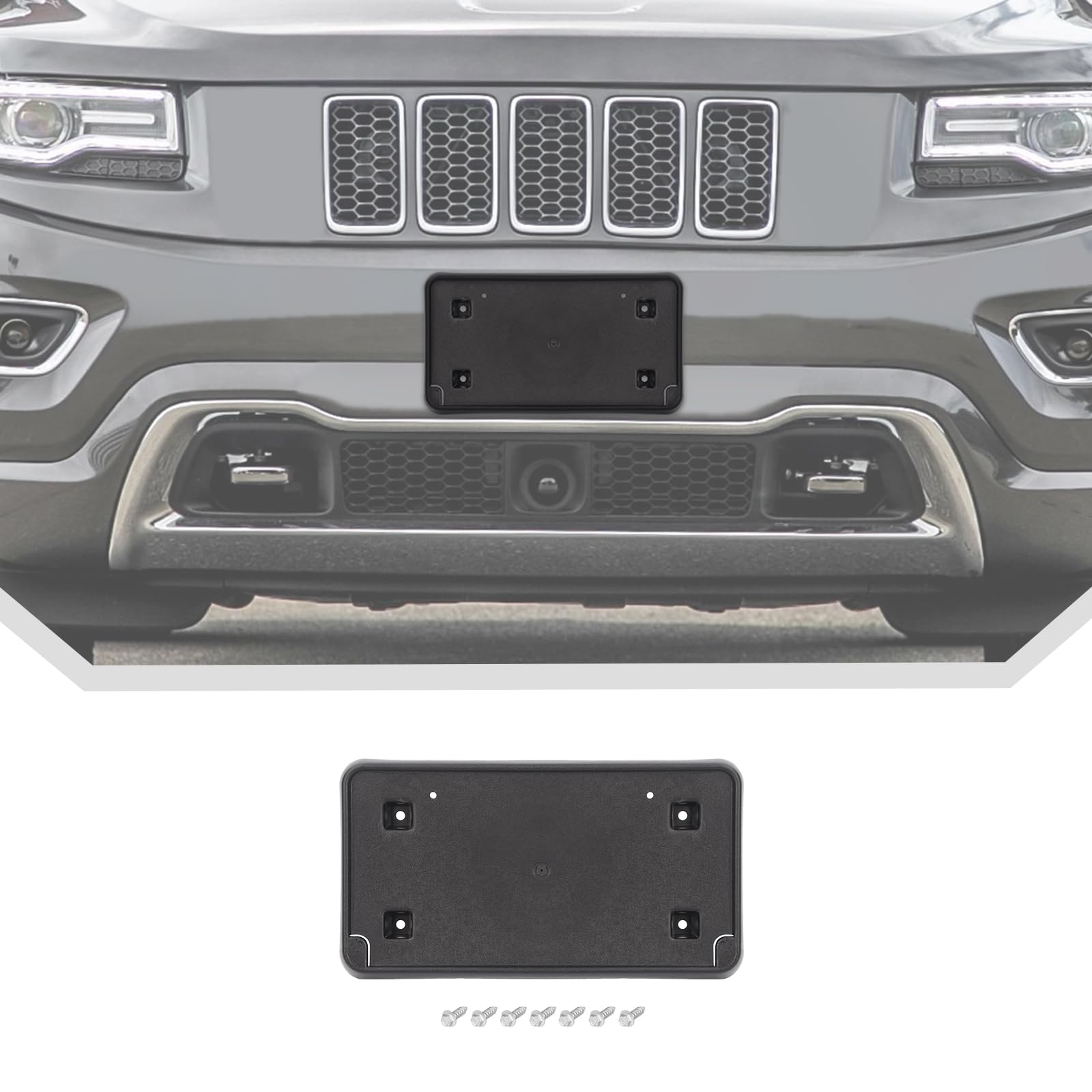 JeCar Front License Plate Bracket For Jeep Grand Cherokee 2004-2011 – Black ABS Mount - View #2