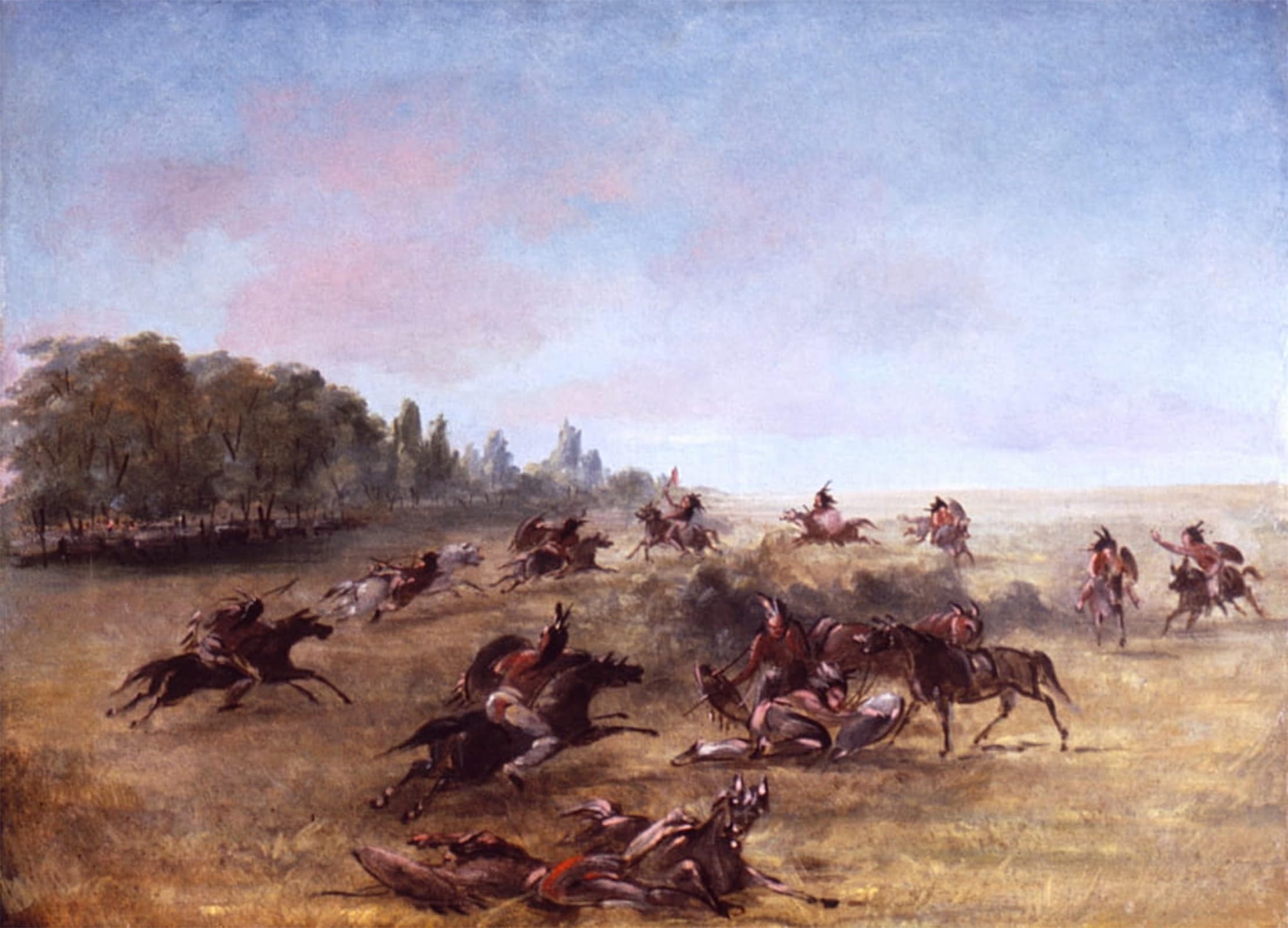 ARTXLXXBN Famous Painting Art Wall Decor Abstract Art Picture Mounted War Party Scouring a Thicket by George Catlin Animal Pictures for Home Decor 60x90cm