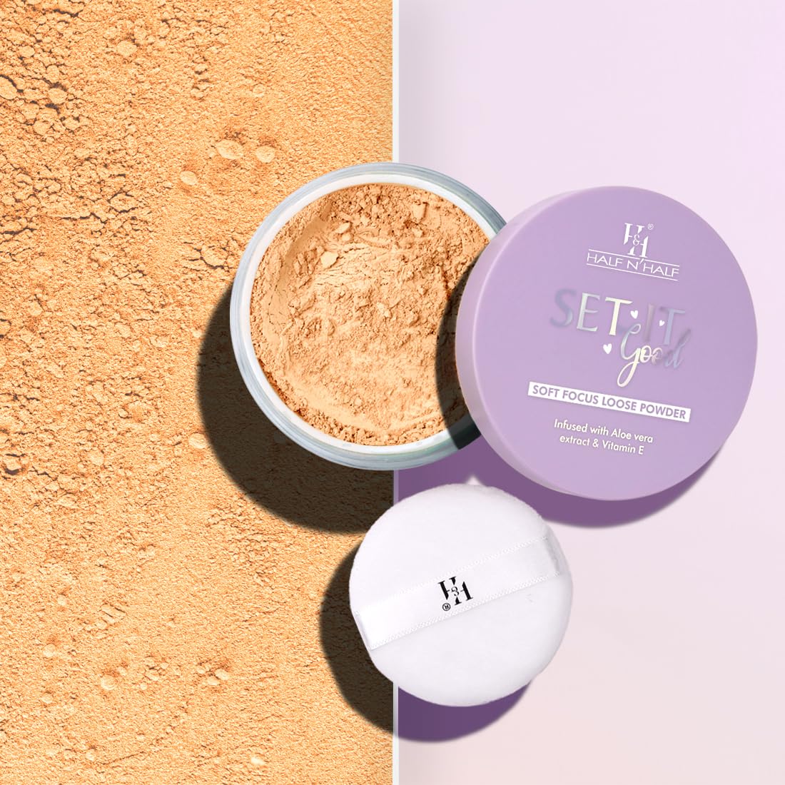 Half n Half Set It Good Soft Focus Loose Powder, Weightless, Non-Cakey, Mattifying Powder for Smooth Skin, Light - 12gm (Pack of 1)