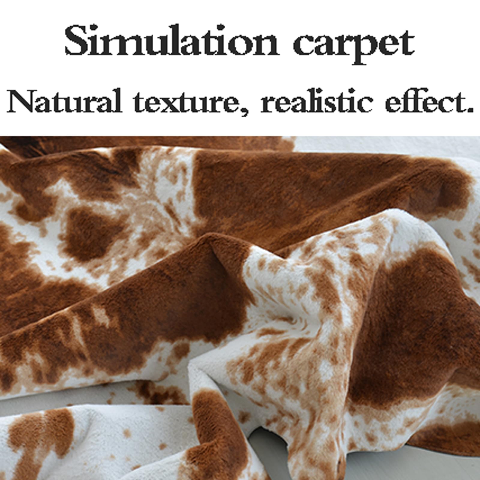 Tapis imitation peau de vache facile à nettoyer pour salon, chambre, bureau et cuisine