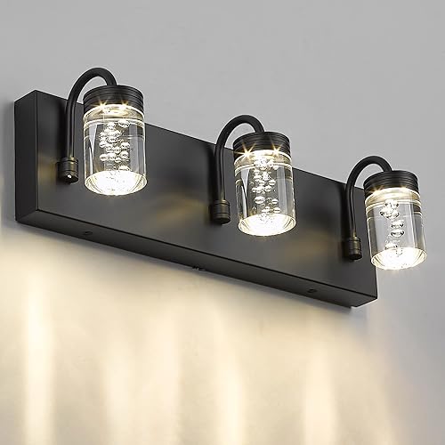 LMS Moderno cristal LED luces de baño accesorios sobre espejo negro 3 luces de tocador para baño 12W 300040005000K luz blanca neutra LMS-176 LMS Moderno cristal LED luces de baño accesorios sobre espejo negro 3 luces de tocador para baño 12W 300040005000K luz blanca neutra LMS-176