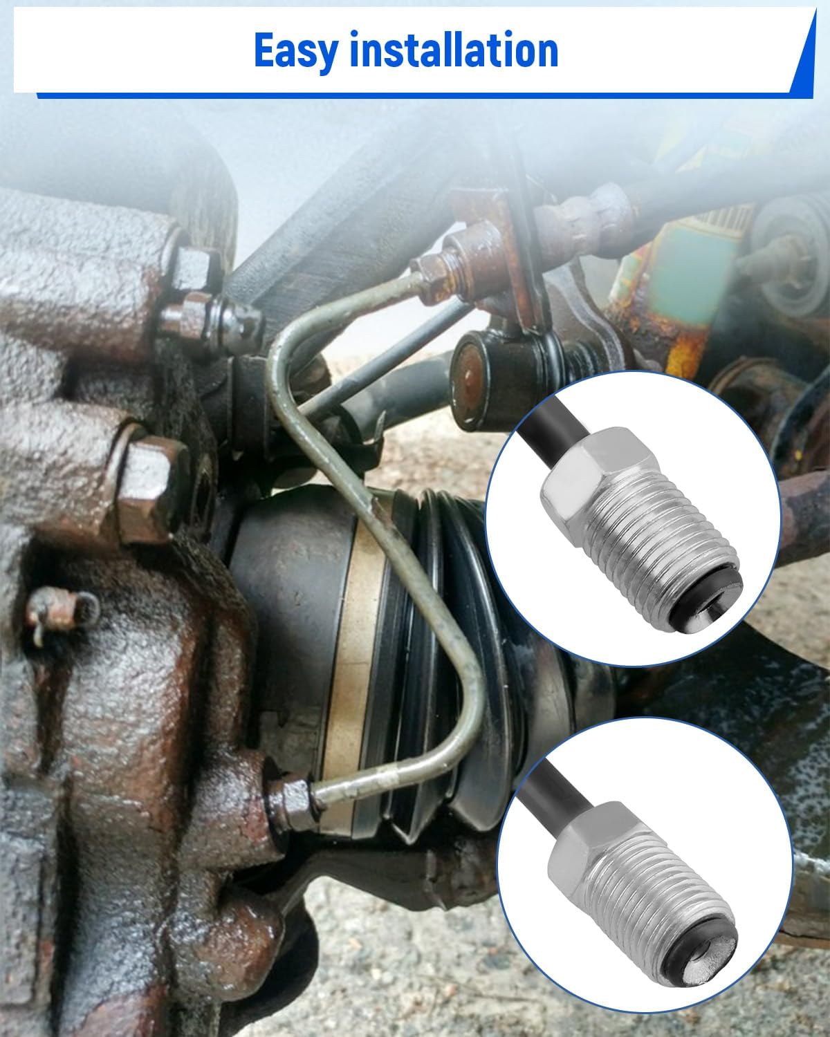 Brake Tube Caliper Flex Hose Fit for Toyota Tacoma 2005 2006 2007 2008 2009 2010 2011, A Pair Front Left and Right Set Replace 47318-04110, 47317-04050