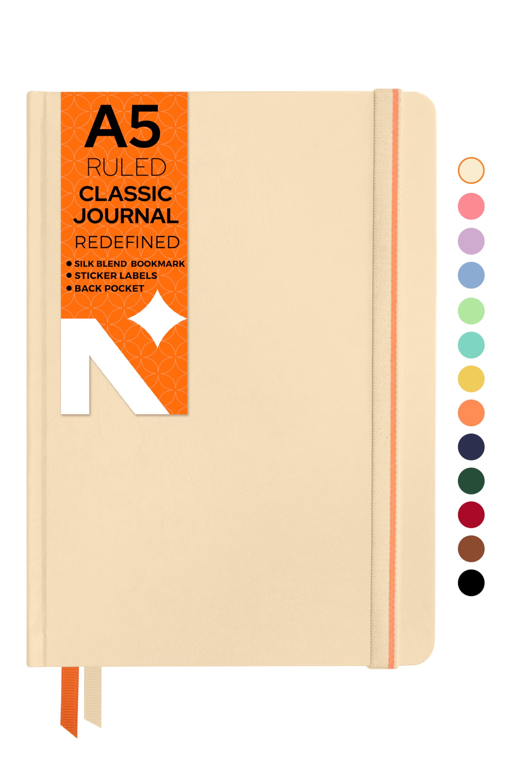 A5 Ruled Classic Notebook -110 Gsm (210x148mm) -Hardcover Ruled Journal| Includes Silk Book Marks | BackPocket |Sticker Label |Journal Box- Office Notebook Journal 160pages | Completely HANDMADE (AFTER GLOW)