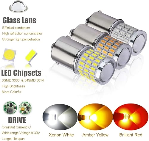 Miniatura 6 de Bombillas LED, con repuestos proyector para luces traseras de apoyo o de freno, xenón blanco (6500K) Brightstar Newest 9-30V Super brillosas de baja