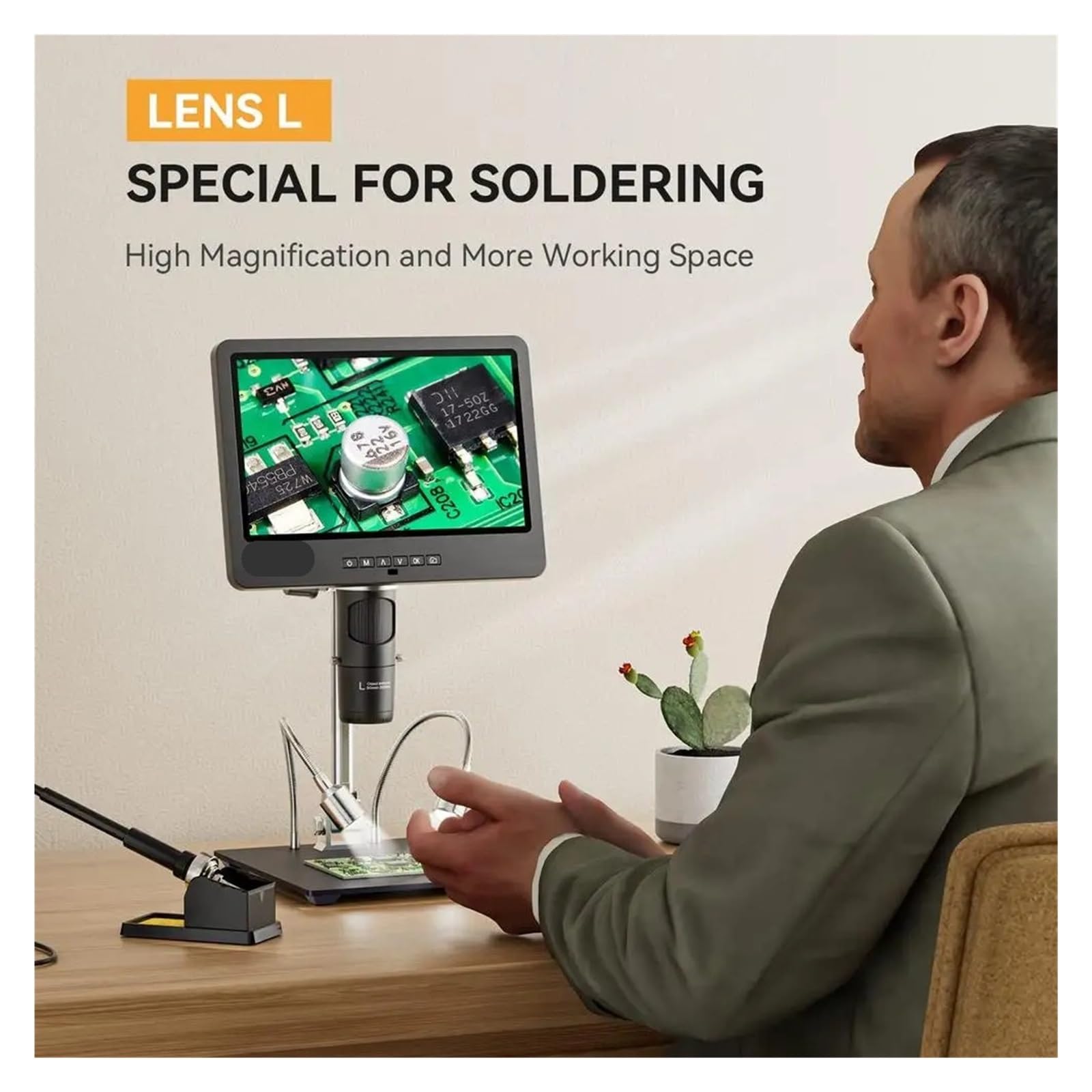 Microscopio Digital LCD 2160P 24MP 1500X con Lupa para soldar Monedas, Kit de observación biológica, Pantalla de 7 Pulgadas, inspección de Control de Calidad, 3 Lentes