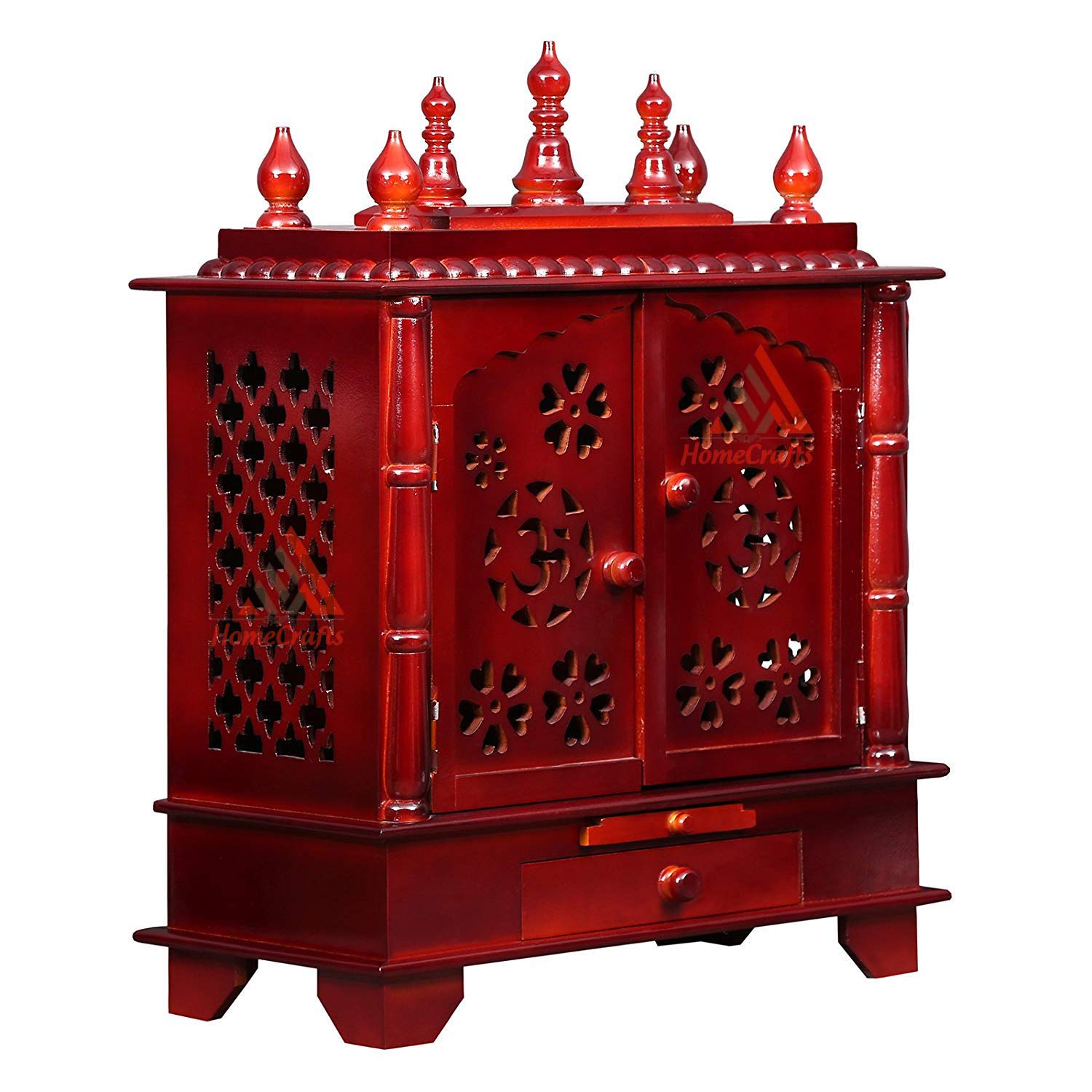 Temple Pooja Mandir en bois rouge grand format 61x30x76cm meuble autel de prière