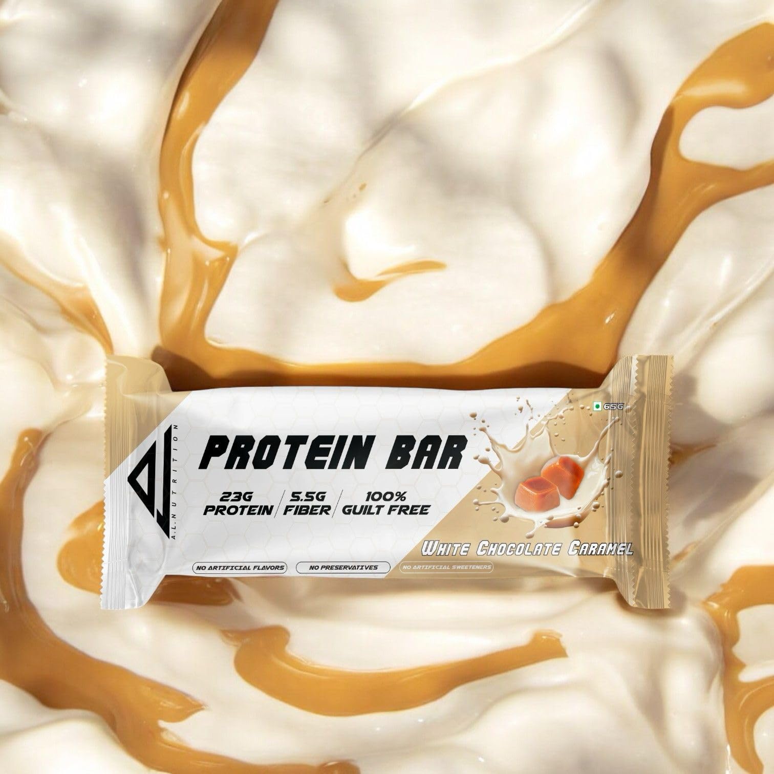 A.L. Nutrition Protein Bar White Chocolate Caramel | Single Bar | Gluten Free, No Preservatives, Healthy Snacking for Fitness & Immunity-image-25