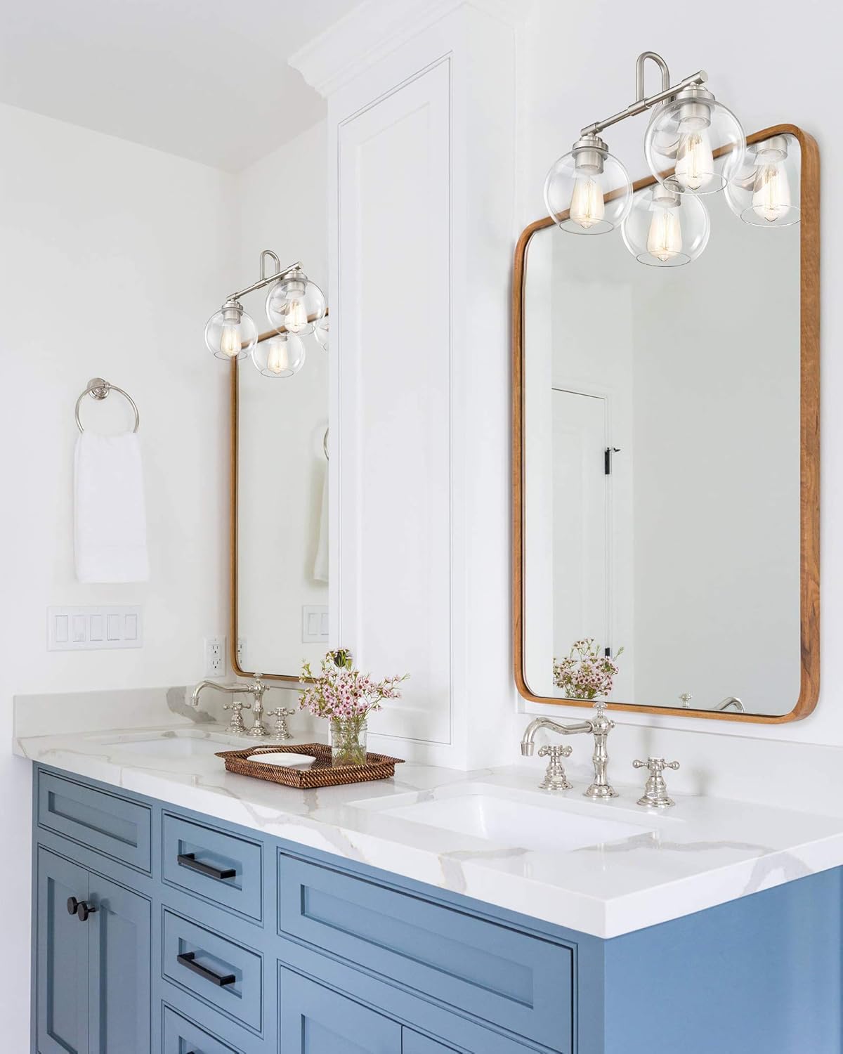 TOP оƒƒERS AKEZON 2-Light Bathroom Light Fixtures, Brushed Nickel Bathroom Vanity Lights with Clear Glass Shade, KW-7219-2 Amаzіng 🔥 AKEZON 2-Light Bathroom Light Fixtures, Brushed Nickel Bathroom Vanity Lights with Clear Glass Shade, KW-7219-2