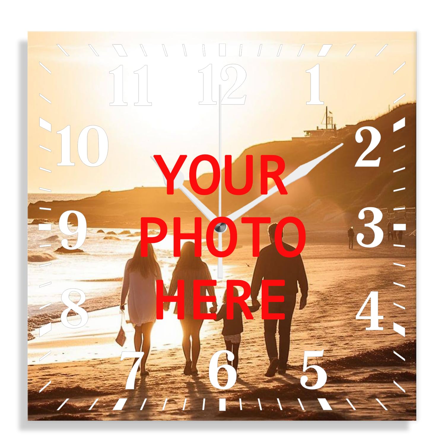 DadidycCustom Wall Clock, Personalized Picture Clock for Creative, Battery Operated Square Clock Silent Non-Ticking for Home Decor