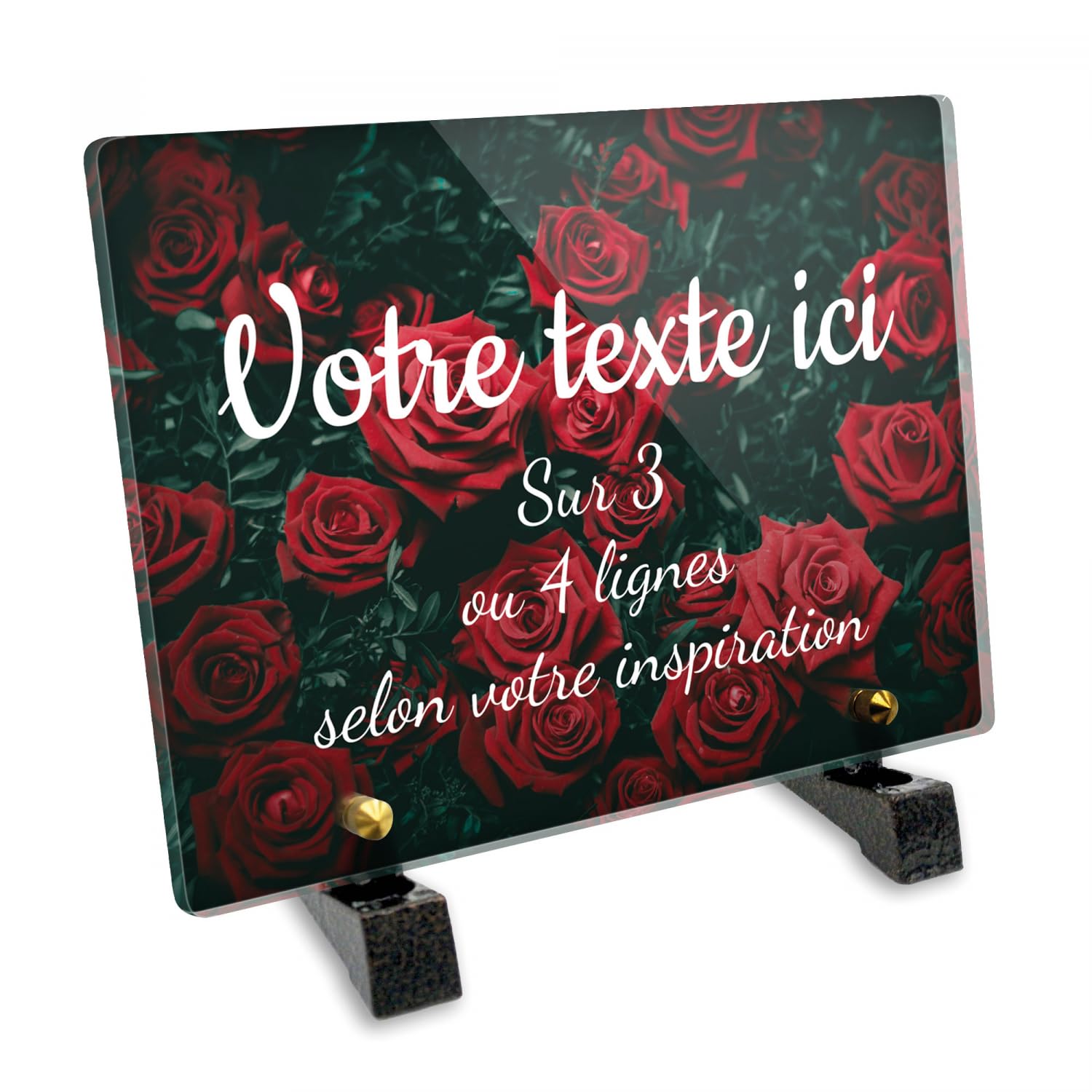 Inter de - Targa funeraria personalizzabile, in plexi, motivo: candela e rosa, diverse dimensioni, spessore 2,5 mm, su diverse linee 14 x 2 cm