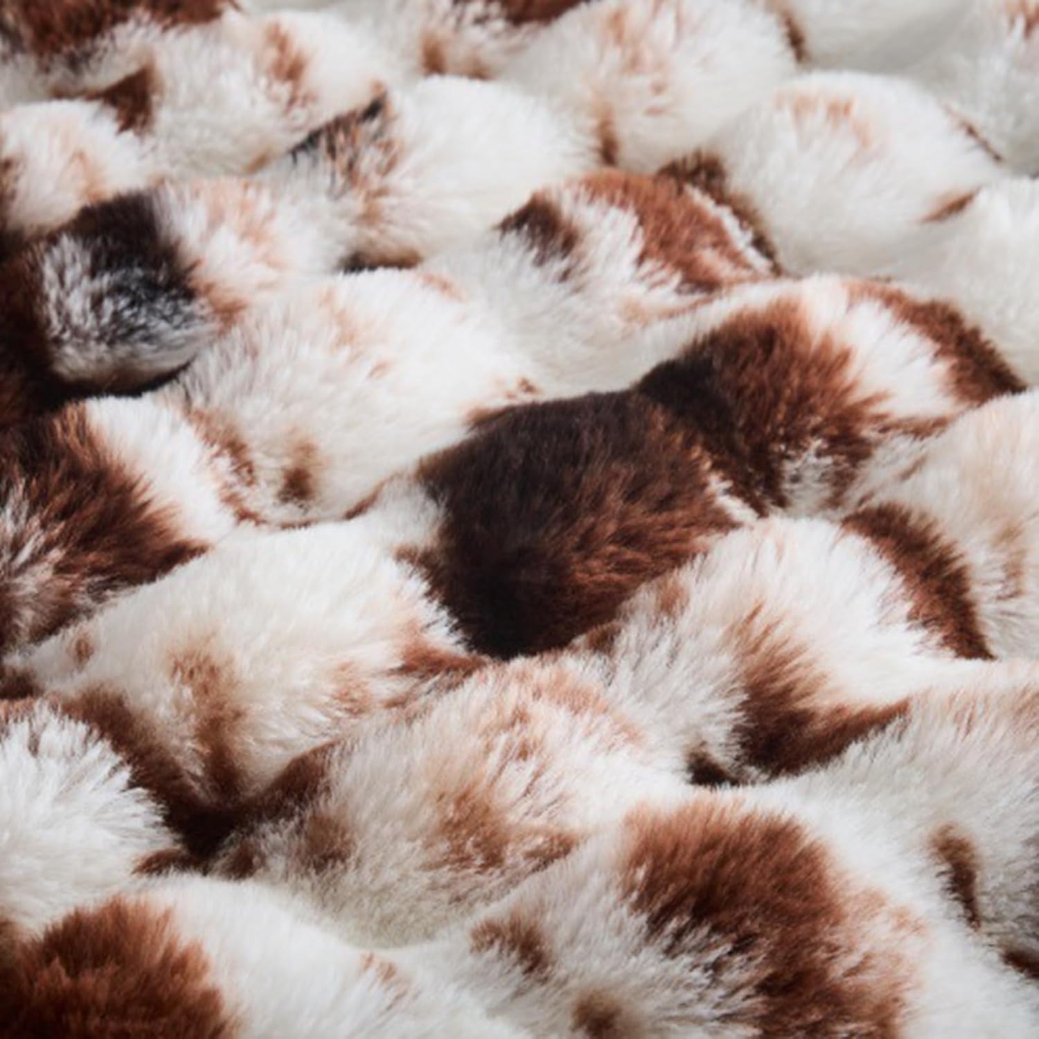 Cow Print Faux Fur Throw Blanket for Couch, Soft Fluffy Fuzzy Plush Bubble Blanket for Sofa Bedroom Living Room, Cozy Warm Reversible Luxury Winter Blanket,Coffee,50x60 Inch - Image 8