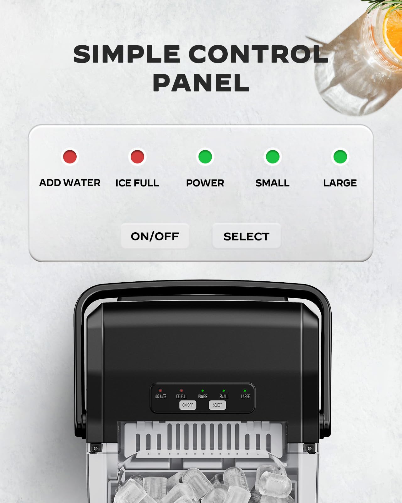 Silonn Countertop Ice Maker Machine, 26 Lbs Per Day, Fast Ice In 6 Minutes, Self-Cleaning Ice Maker, Compact Countertop Ice Machine For Home, Kitchen/Office/Parties,Black on Fridge.com - View 4