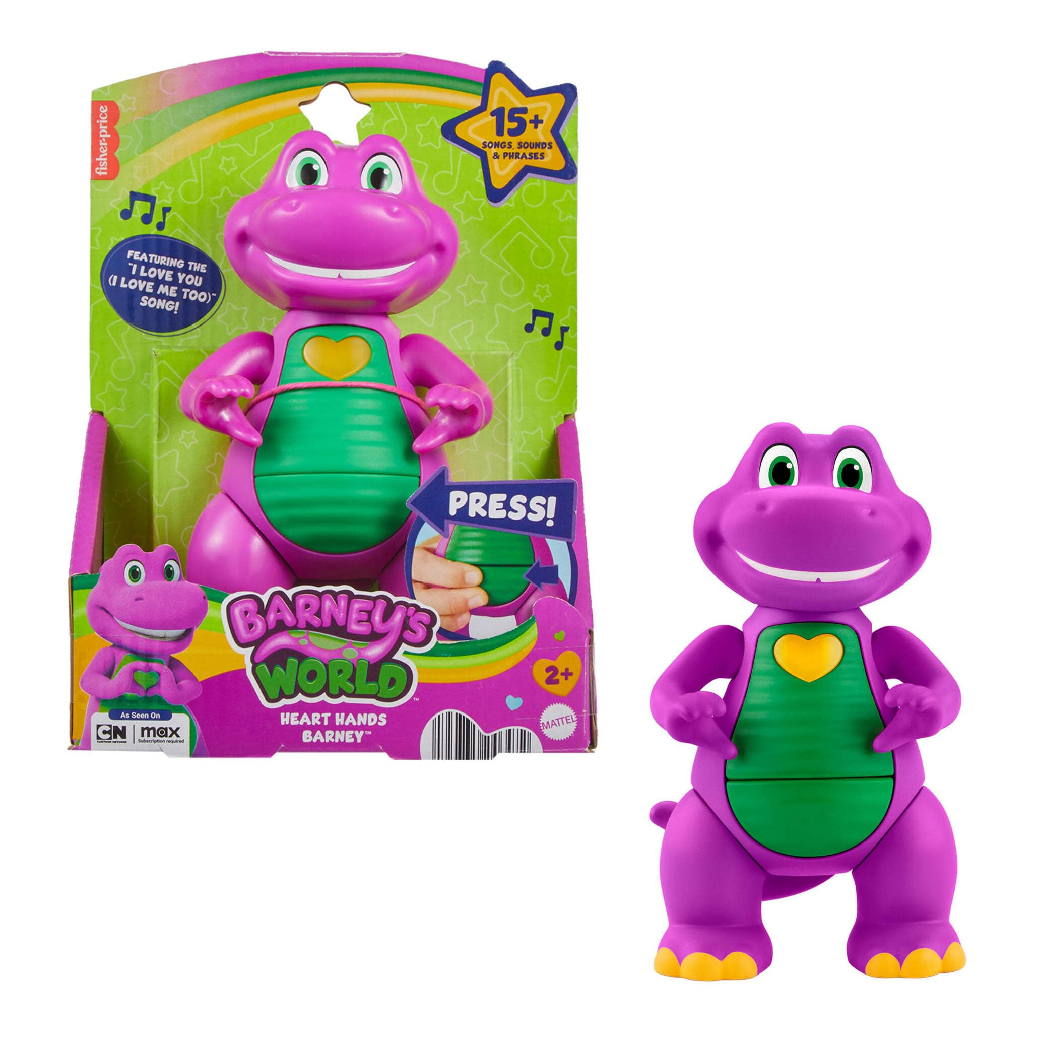 Barney Fisher-Price Barney's World Heart Hands Juguete Musical de Figura 14,48cm de Altura con Luces, para niños y niñas de Preescolar a Partir de 2 años, JFF05