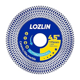 LOZLIN Diamond Blades 4.5" Diamond Angle Grinder Blade - Ultra-Thin Dry Cutting & Grinding Disc for Porcelain/Ceramic Tiles, Dual-Purpose Saw Blade