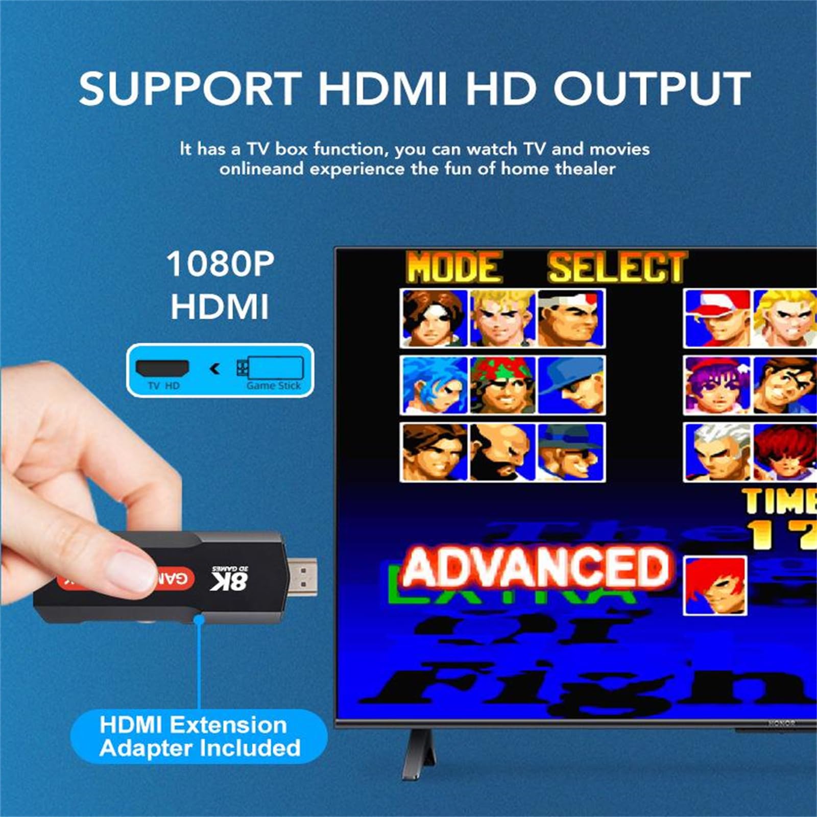 Q9 Game Stick 8K Android TV Box Dual System 64G Avec Manette - Plus De 10000 Jeux