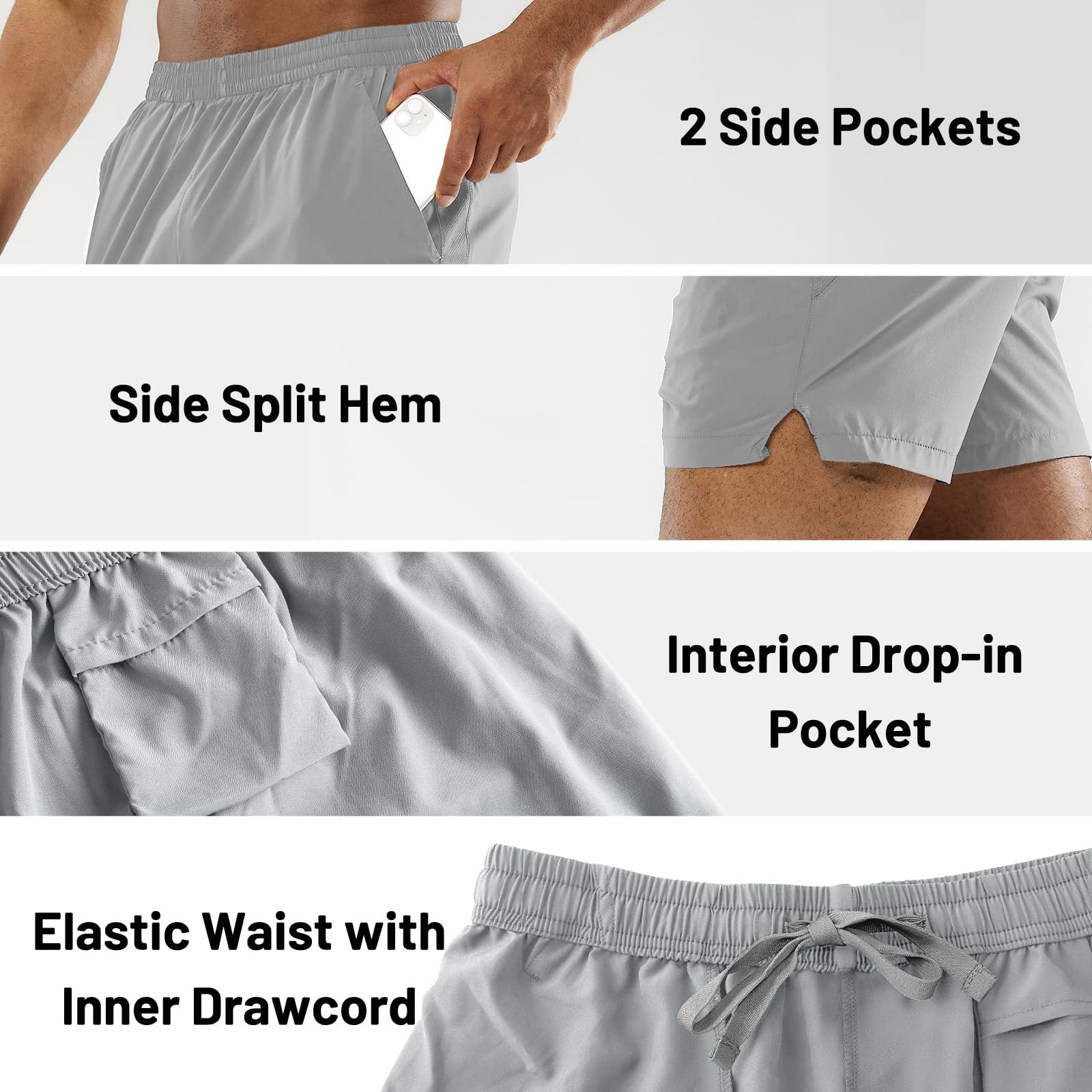 MIER Pantalones Cortos para Hombre de 5 Pulgadas, para Correr, Gimnasio