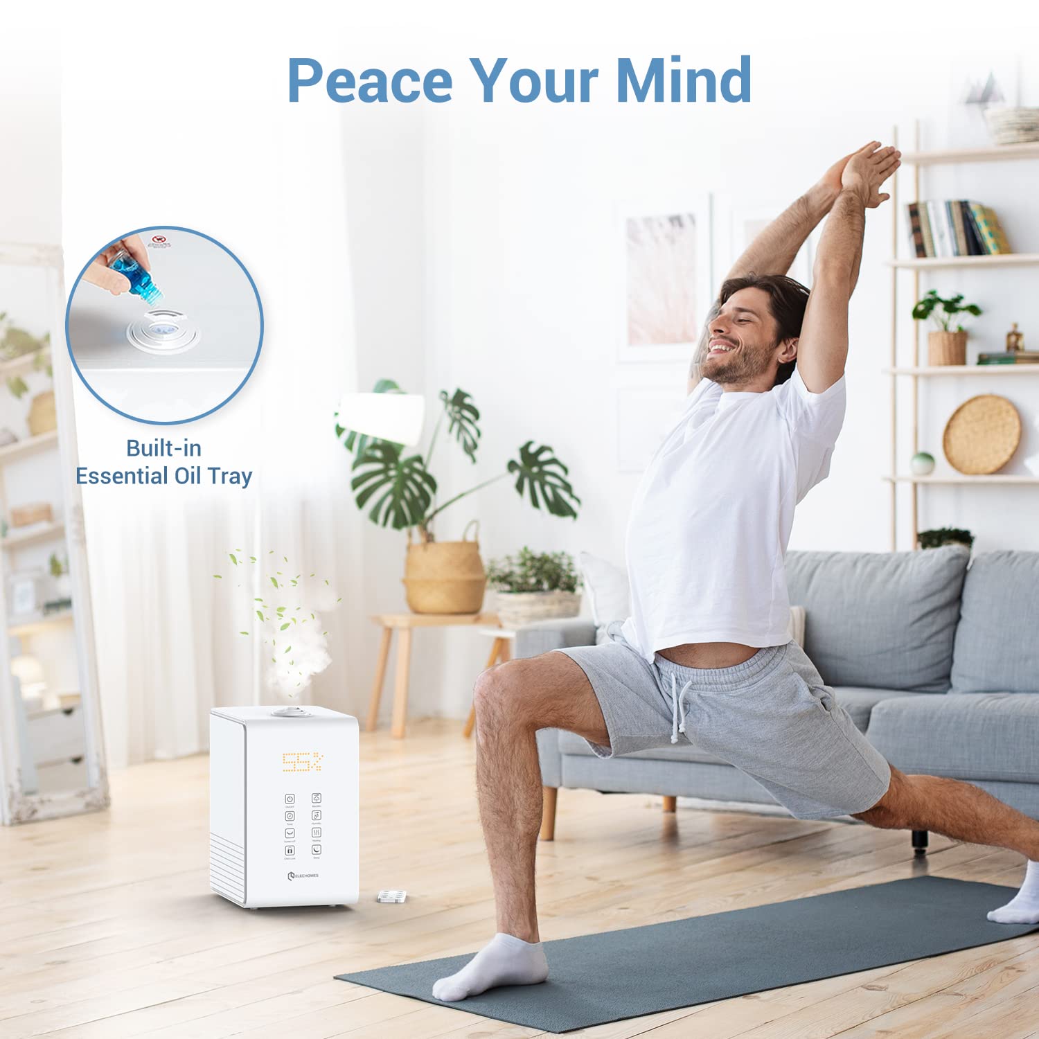 Elechomes Humidifiers, Smart Humidifiers for Bedroom, Wifi Alexa Control, 5.5L Cool and Warm Mist for Large Room, Baby and Plant, Essential Oil, Voice Control, Sleep Mode, Timer, Ultra Quiet, SH8820W, White