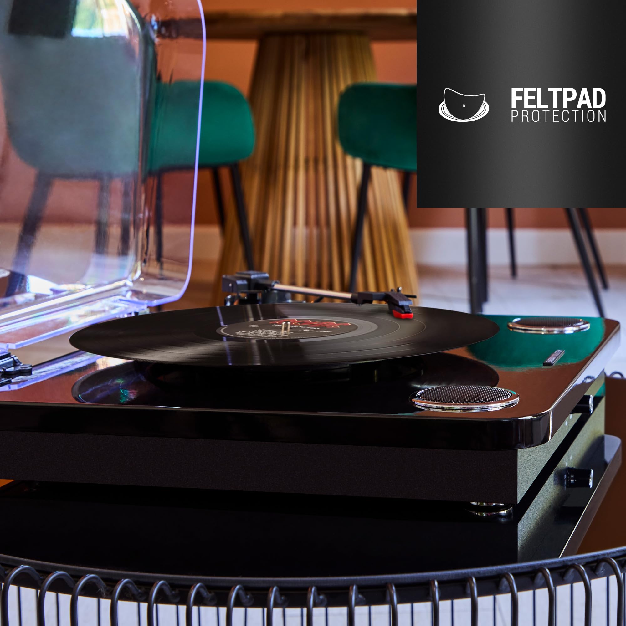 Energy Sistem Spin Giradischi Vinili Bluetooth Vintage Lettore LP 33 45 78 Giri Con Casse Integrate Altoparlanti 40W USB RCA Encoder Auto Stop Ago Magnetico Cartuccia Bambù Piatto Feltro
