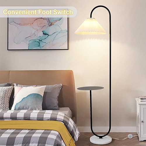 Miniatura 3 de beaysyty Lámpara de pie moderna y elegante con bandeja para oficina, cafetería, sala de estar, dormitorio, interruptor de pie y pintura negra,
