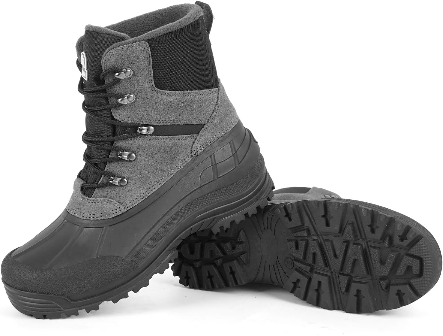 Men's Snow Boots Warm Winter Boots For Men Waterproof Insulated Mens Fur Lined Hiking Work Shoes Youth Non-slip Black Ankle High-top Shoe 8 Inch Cold Weather - Image 9