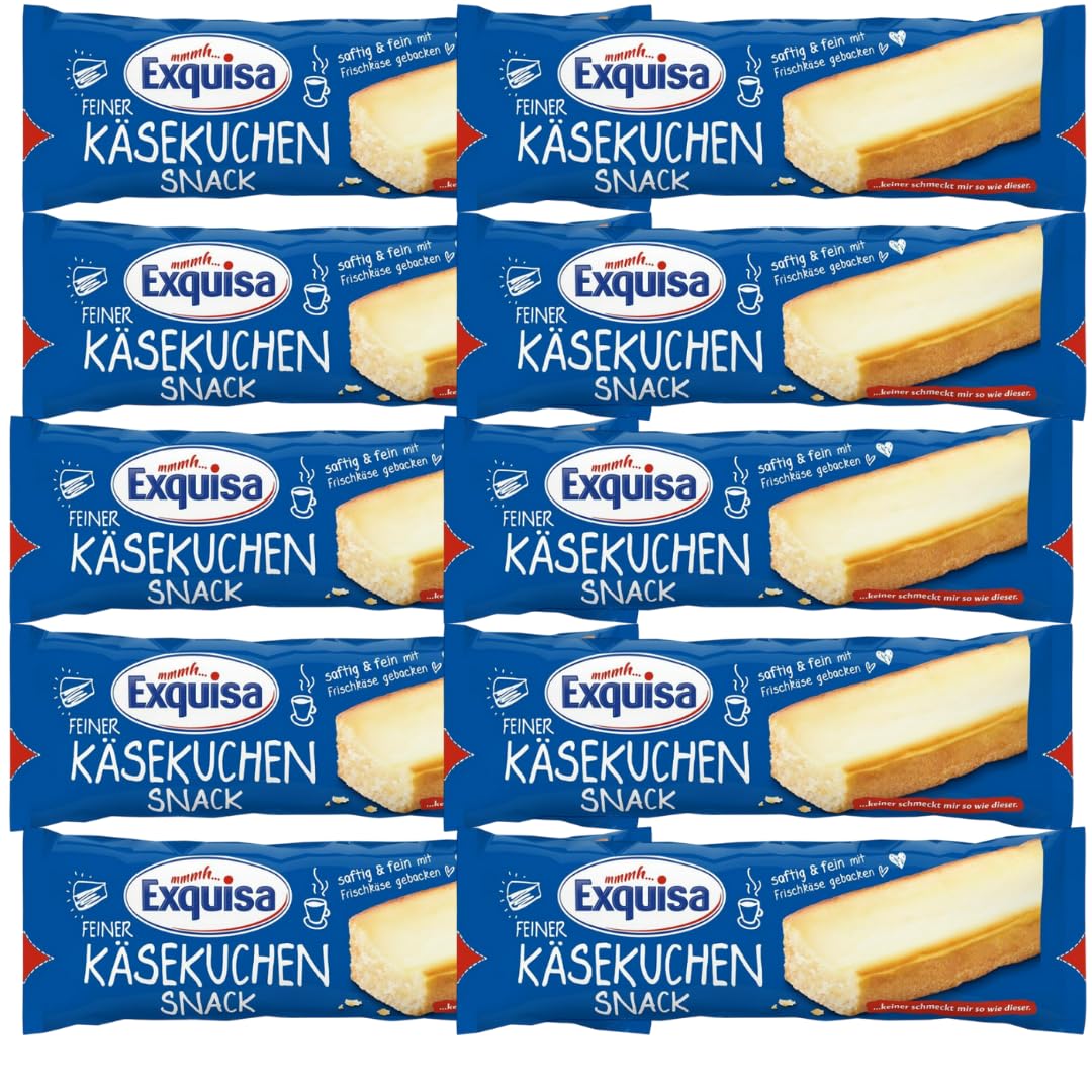 EXQU Käsekuchen Snack mit Frischkäse – 70 g | Kühlregal Rührkuchen, saftig und süß, 10 Er