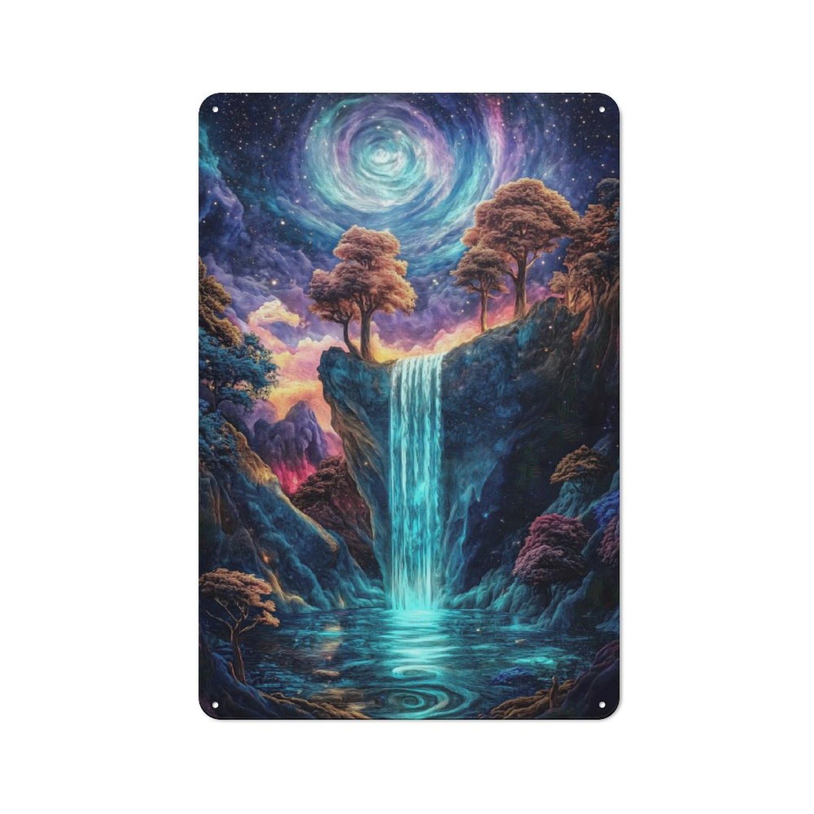 Junmoney Cosmic Waterfall Tin Sign 30X20cm For Living Room Wall, Rustic Wall Decor, For Living Room Decor Lovers