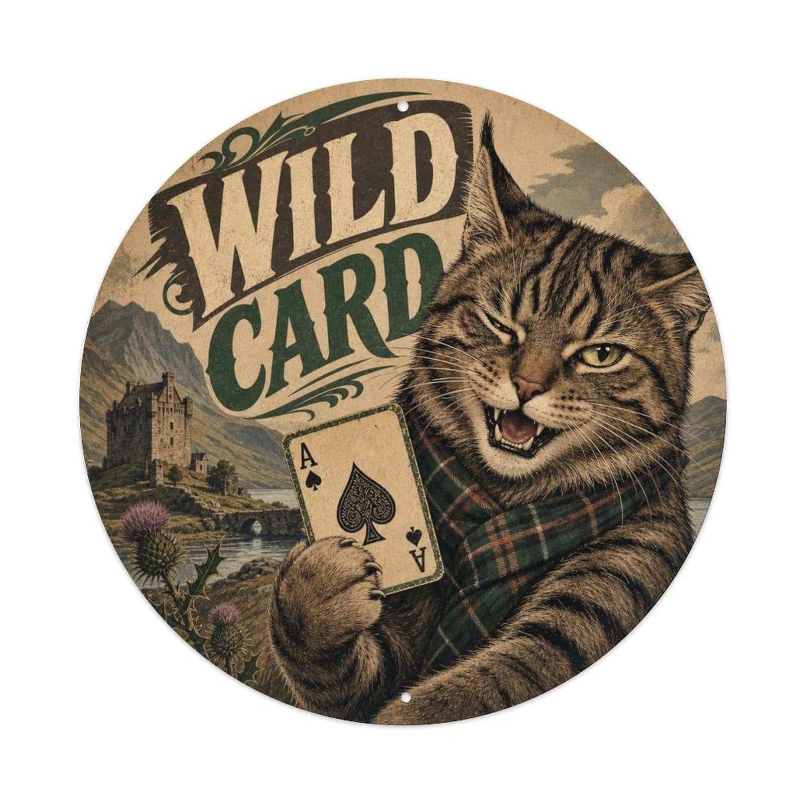 Okngb Style Wildcat Comic Pose Wild Cat Retro Meme Humor Pop Metal Tin Sign Plaque Wall Decor For Cafe, Man Cave, Club Bar, Office, Home Garden Round Metal Poster 8X8inch
