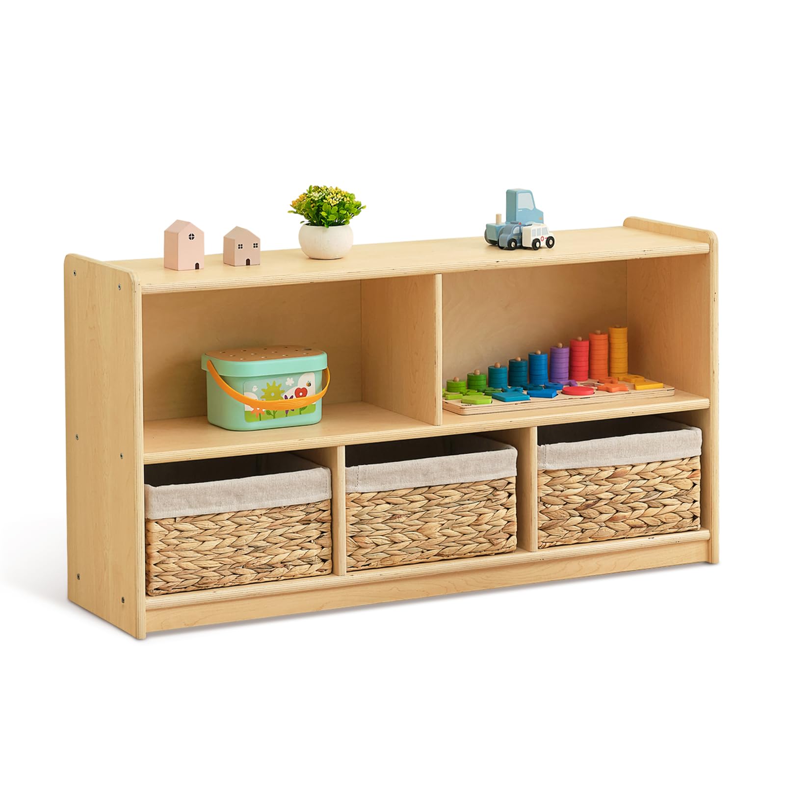 OOOK 5-Compartment Wooden Storage Cabinet, Montessori Shelf for Toy Organizers and Storage, Kids Classroom Organizer, Playroom, Daycare and Preschool