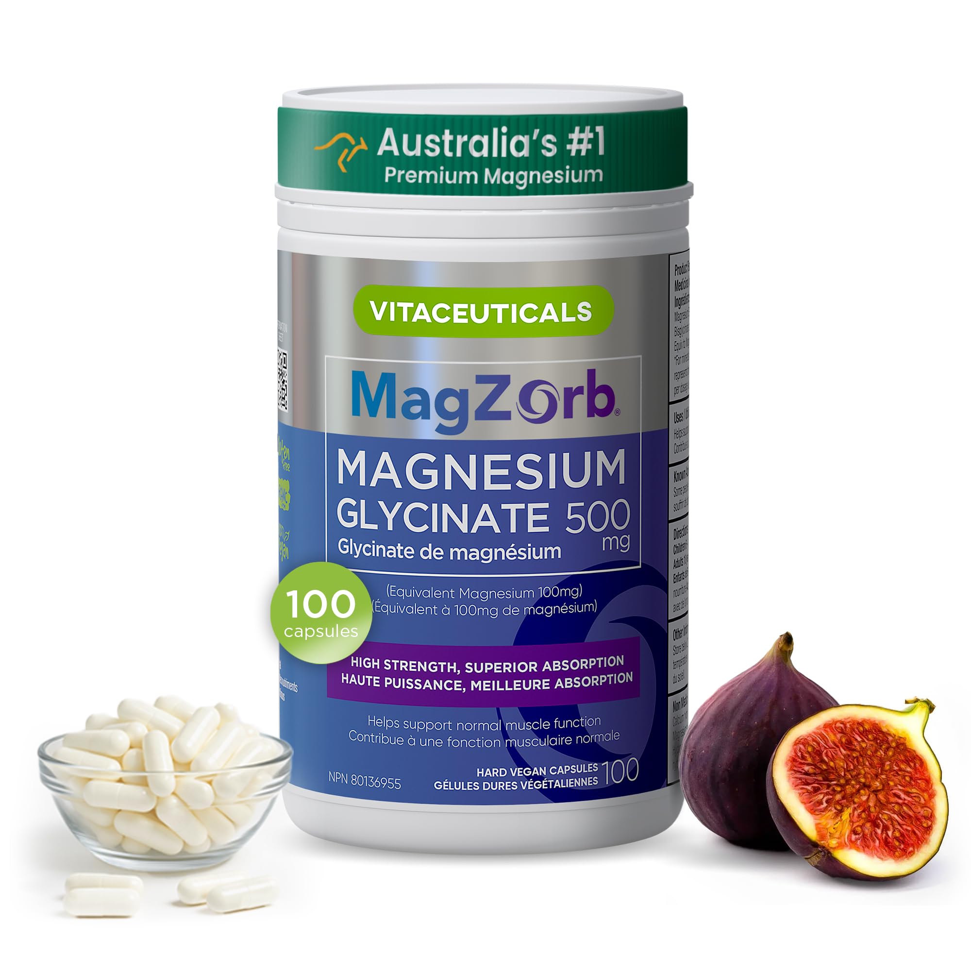 GLORIE VITA CAPSULE 330mg x 120粒 Vitaceuticals MagZorb 500mg Vegan Magnesium Glycinate Supplements