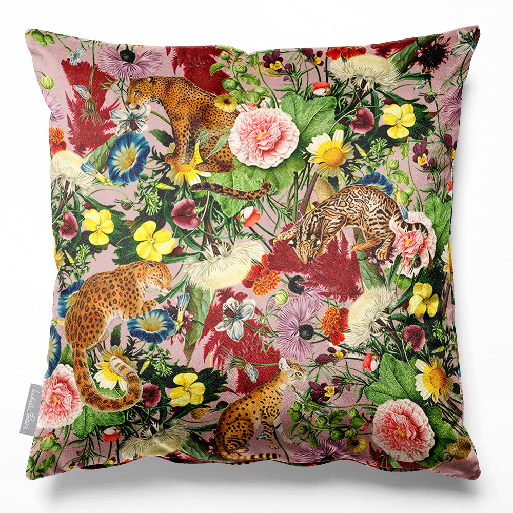 Izabela Peters Rosewater Velvet Cushions - Eco-Friendly, Filled, 60 Cm, Junglescape - Chair & Sofa Cushions