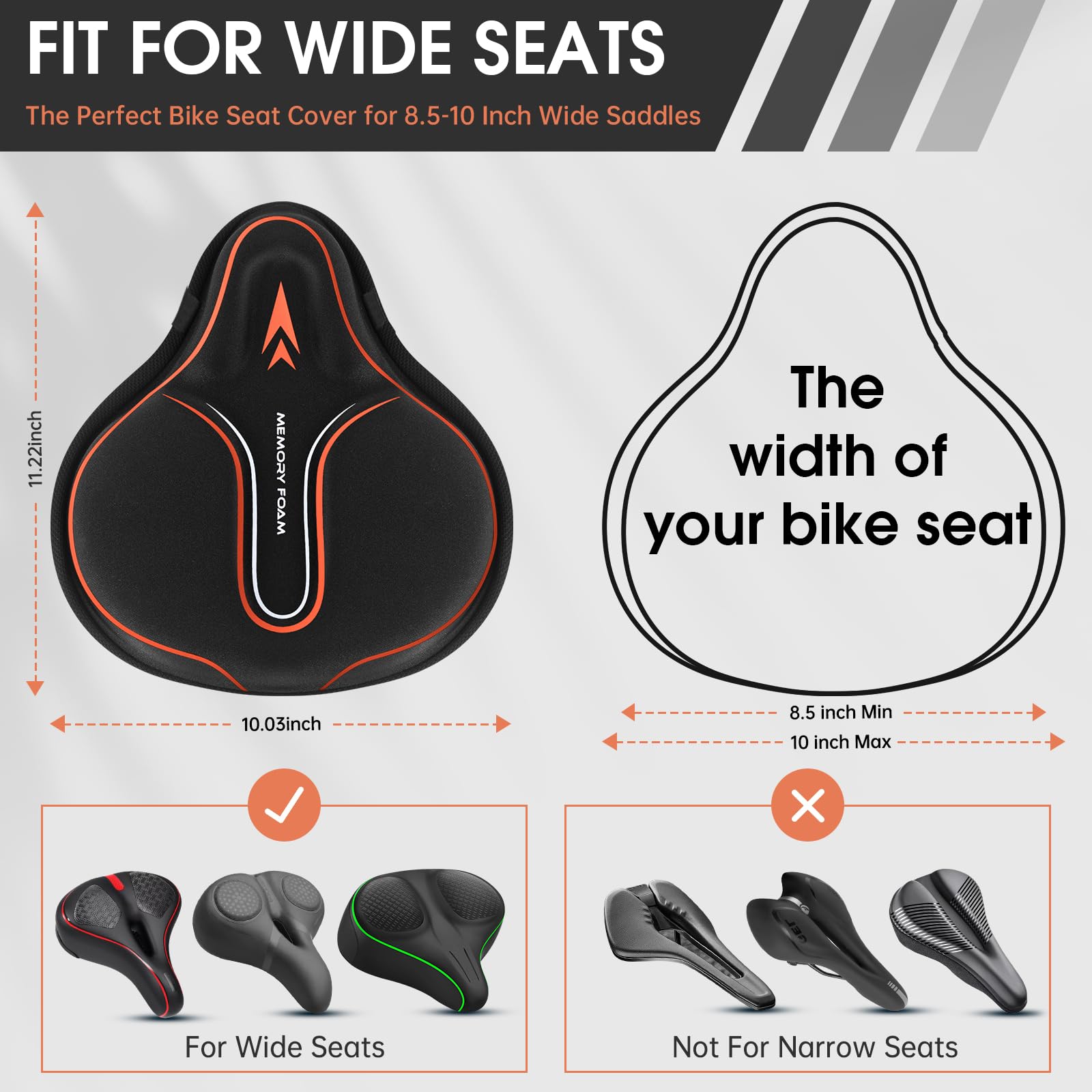 MSDADA Grote gel fietsstoelhoes, zacht gevoerd kussen voor mannen en vrouwen, comfortabele fietsaccessoires gel stoelhoes voor buiten en binnen fietsen (blauw