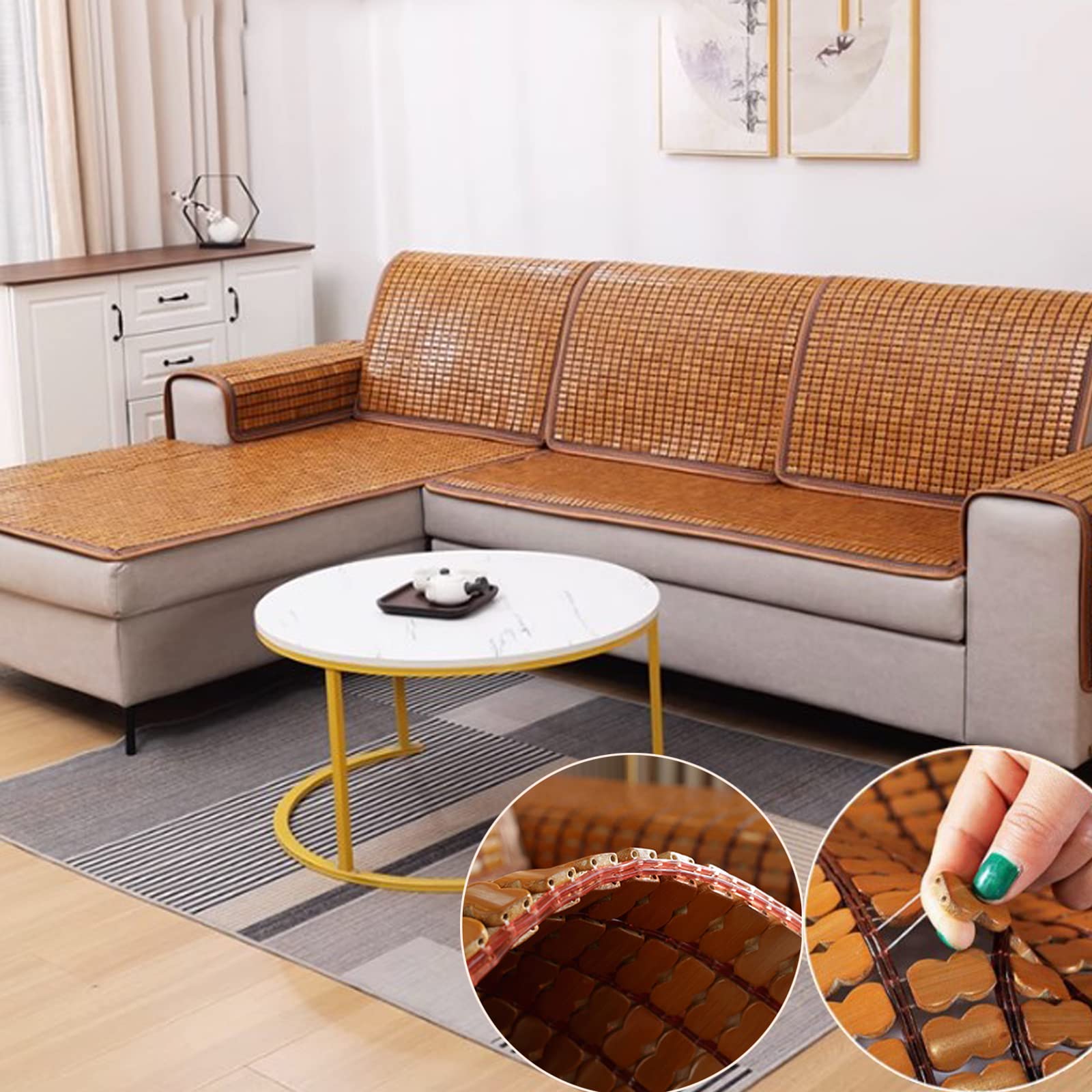 Tappetino refrigerante in bambù per l'estate, portatile, traspirante, design pieghevole per un ottimo Sp T su letto e divano, ideale per viaggi e uso domestico, 180 x 220 cm