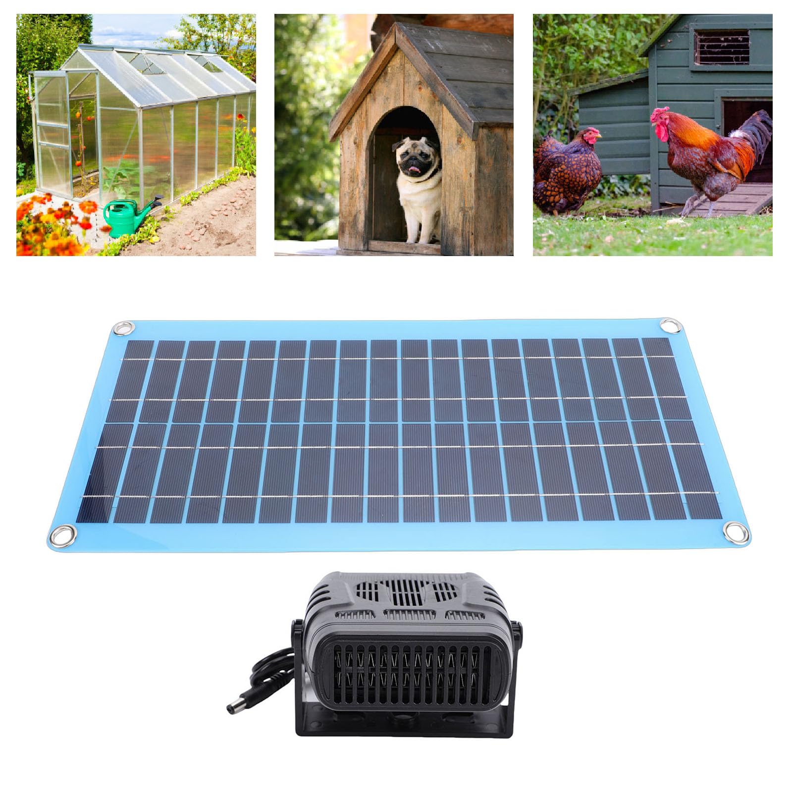 Focket Chauffage solaire portable 30 W pour poulailler, avec protection contre la surchauffe, Utilisable en serre, pour le séchage, le chauffage, abris pour animaux et autres espaces