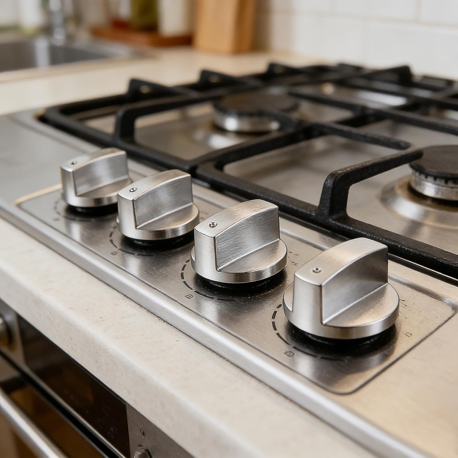 6 Pcs Gas Stove Burner Knobs Metal Replacement Control Knobs Compatible with Gas Cooker Stove Range for Kitchen Cooktop Accessories