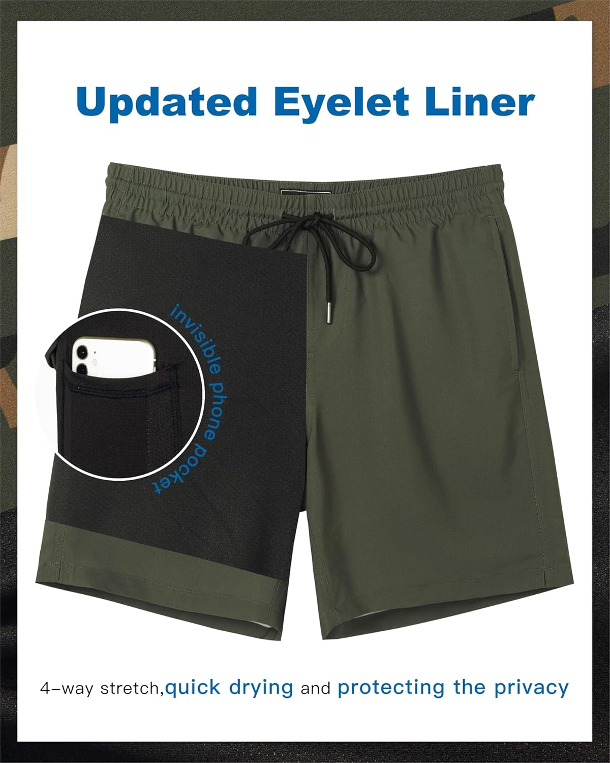 SURF CUZ Mens Swim Trunks with Compression Liner Swim Shorts 7" Swimming Trunks Stretch 7 Inch Swim Suits Quick Dry - Image 4