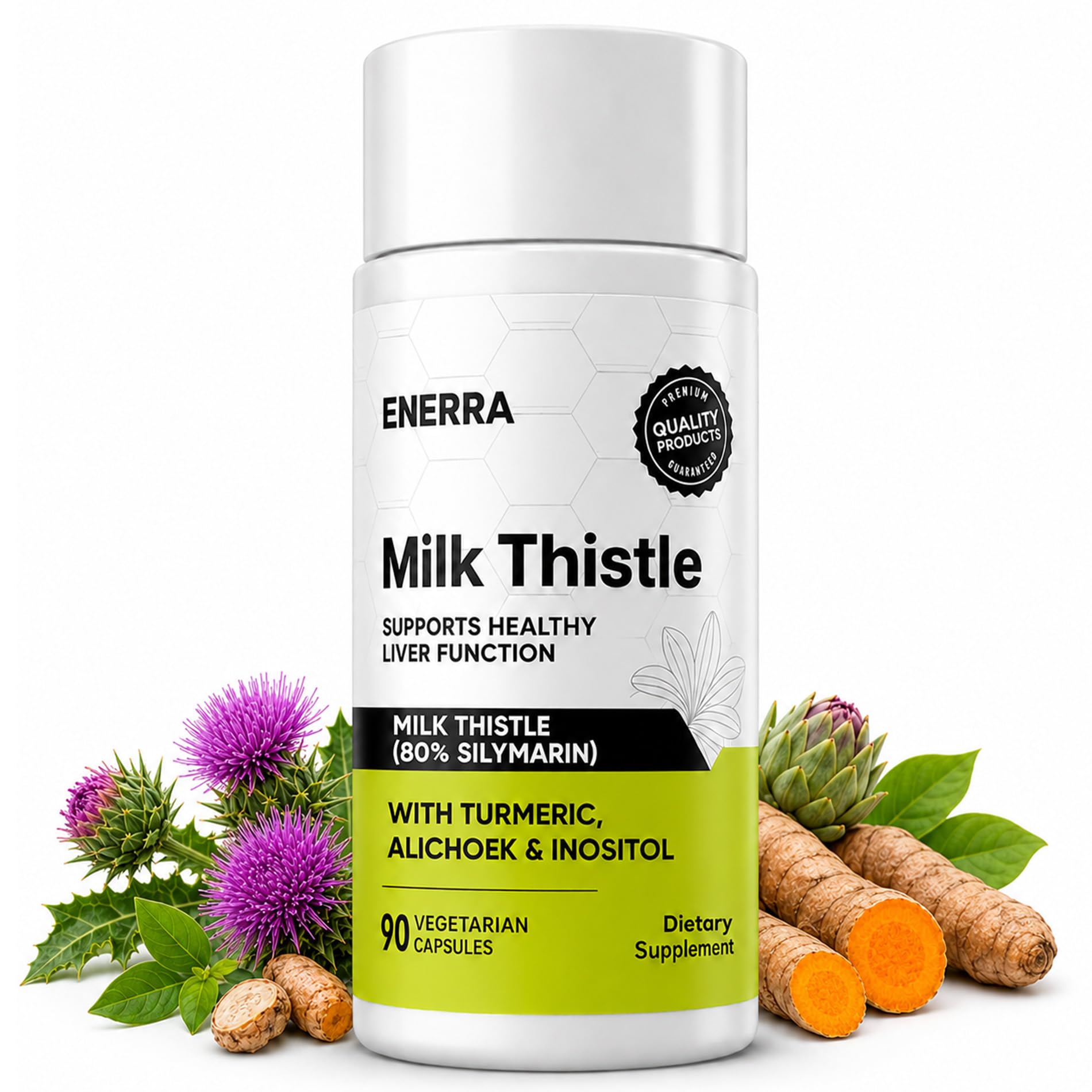 LAVORA Enerra Milk Thistle, Daily Liver Support 300 mg, 80% Silymarin 90 Count (Pack of 1)
