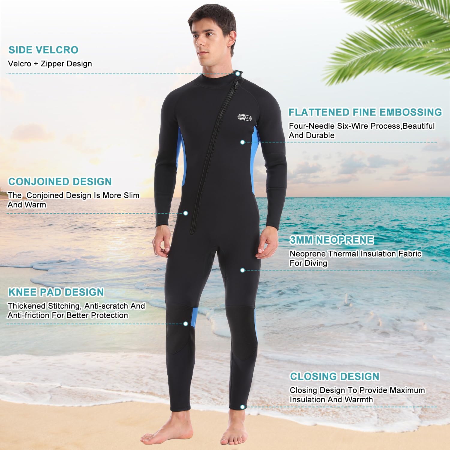 Muta da Uomo, Corpo Intero Muta Sub Uomo, Muta in Neoprene da 3mm Muta da Sub per Immersioni Snorkeling Nuoto Surf