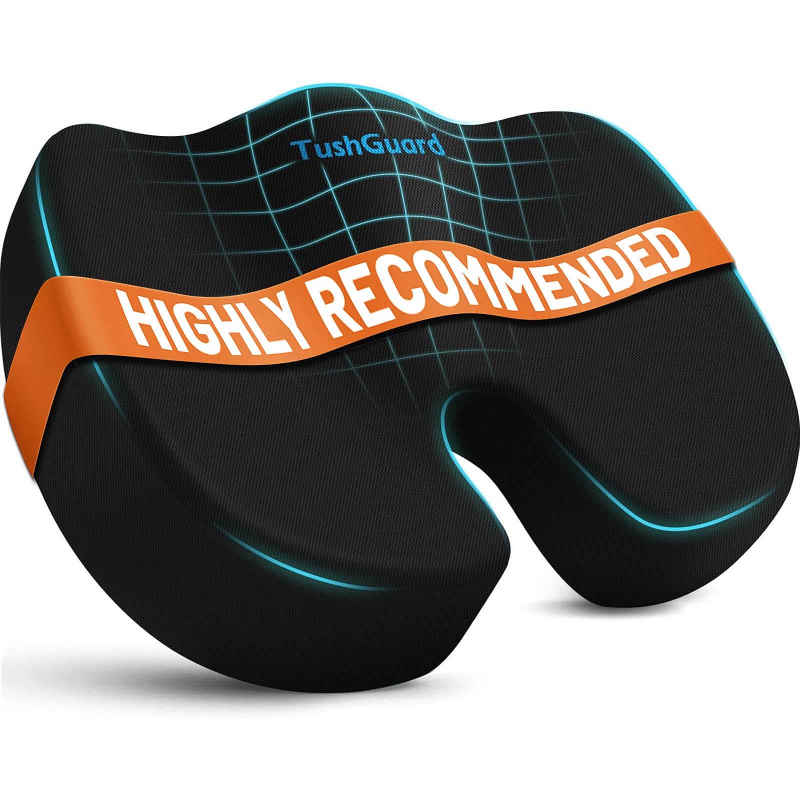 TushGuard Seat Cushion for Office Chair Memory Foam Non-Slip Cushion Back, Relief Chair Pad, Butt Pillow for Office, Car, Computer Desk, Black, X-Large