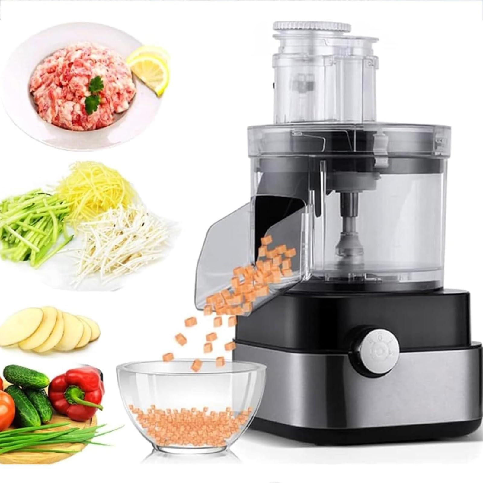 asdchZen Electric Vegetable Cutters, Dicing Machine, Carrot/Potato/Onion Chopper Commercial Vegetable Fruit Cutters 600W