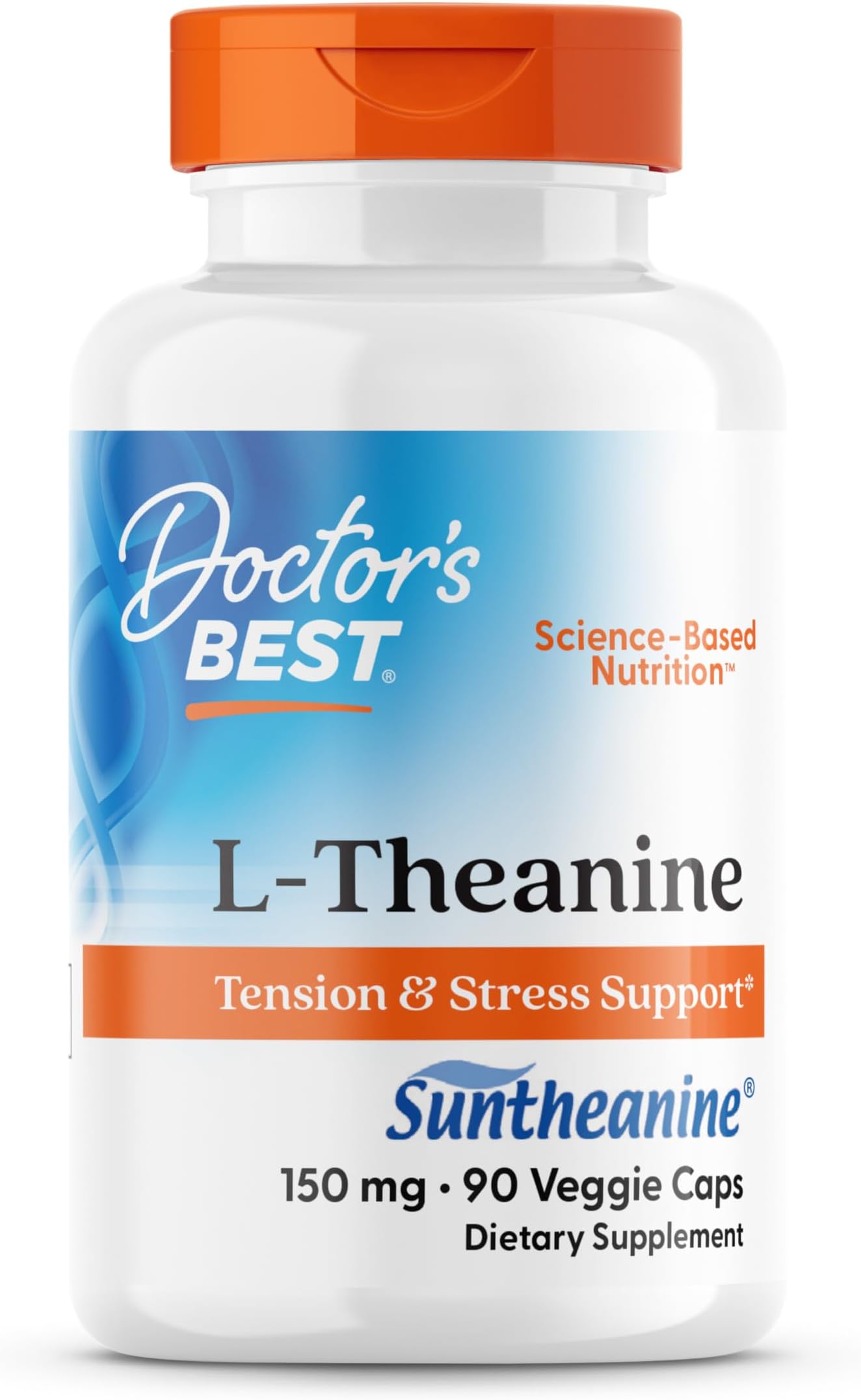 L-Theanine Contains Suntheanine, Helps Reduce Stress & Sleep, Non-GMO, Gluten Free, Vegan, 150 mg (DRB-00197), 90 Count