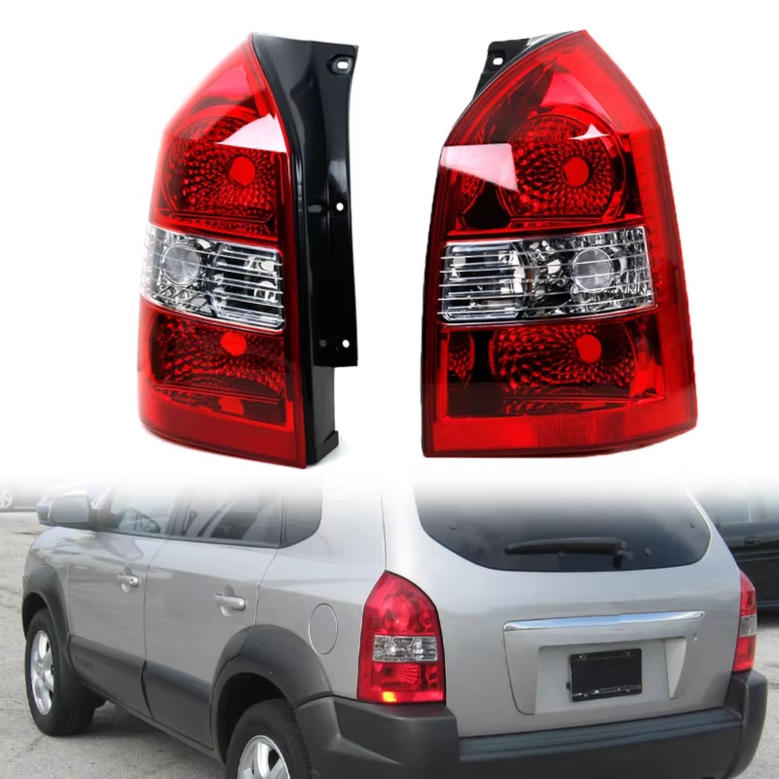 Carcasa Pantalla Freno Luz Trasera Carcasa Lámpara Marcha Atrás Sin Bombilla 1024836 Compatible Con Hyundai Para Tucson 2005-2007 2008 2009 2010 Pilotos Traseros coche