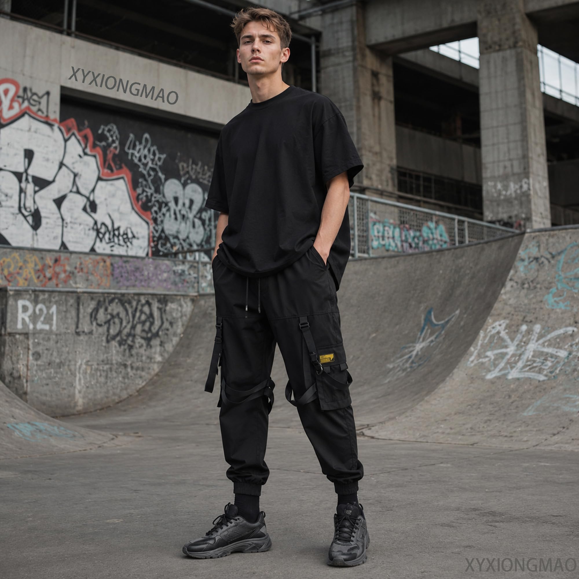 XYXIONGMAO Taktische Jogger Cargo Pants Hip Hop Harem Techwear Streetwear Herren Streamer Overalls Loose Casual Pants