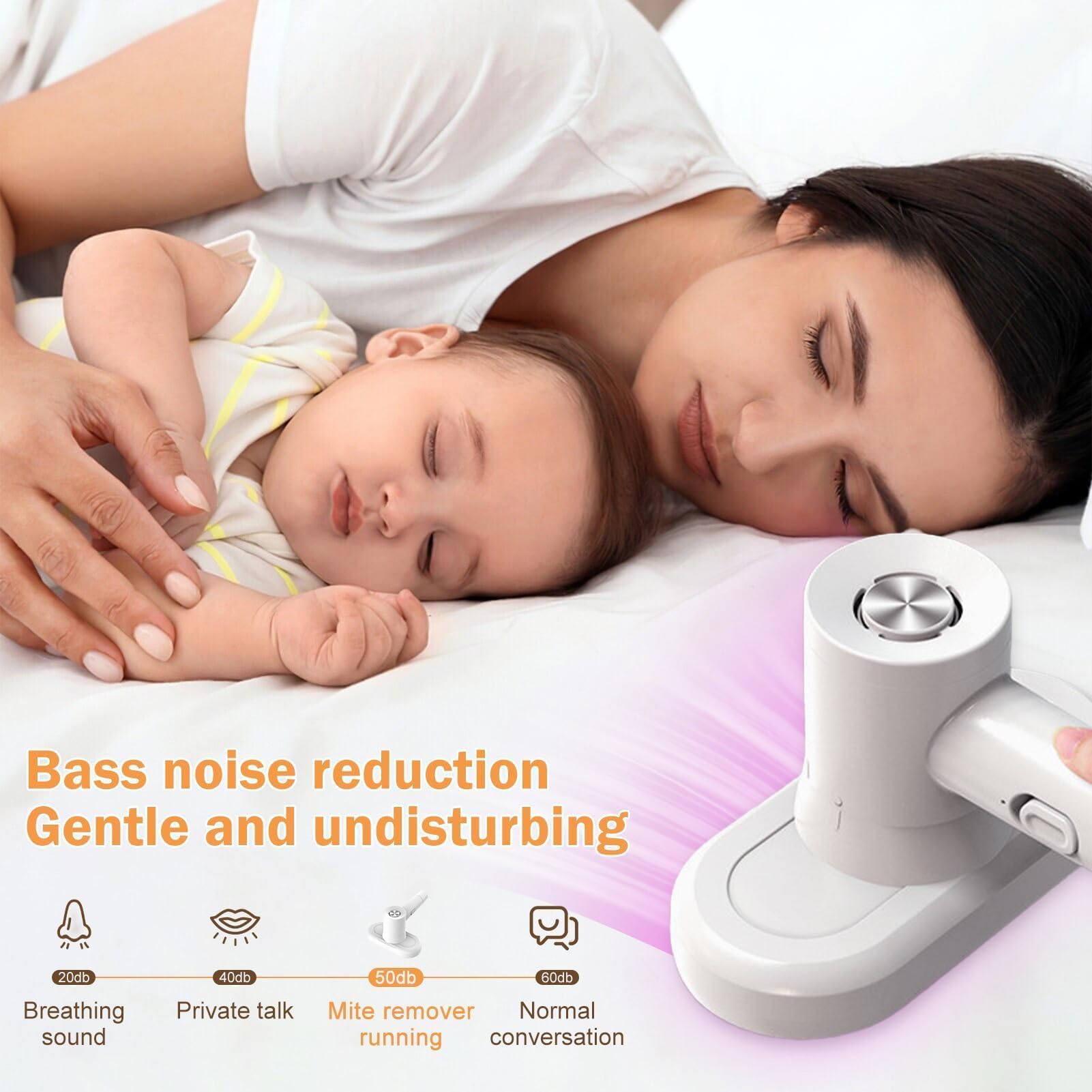 Aspirateur Matelas, Aspirateur Anti-acariens pour Matelas avec lumière UV, Aspirateur à Main avec Filtre Hepa, Elimine 99,99% de Tous Les acariens pour Lits, oreillers, canapés et Tapis