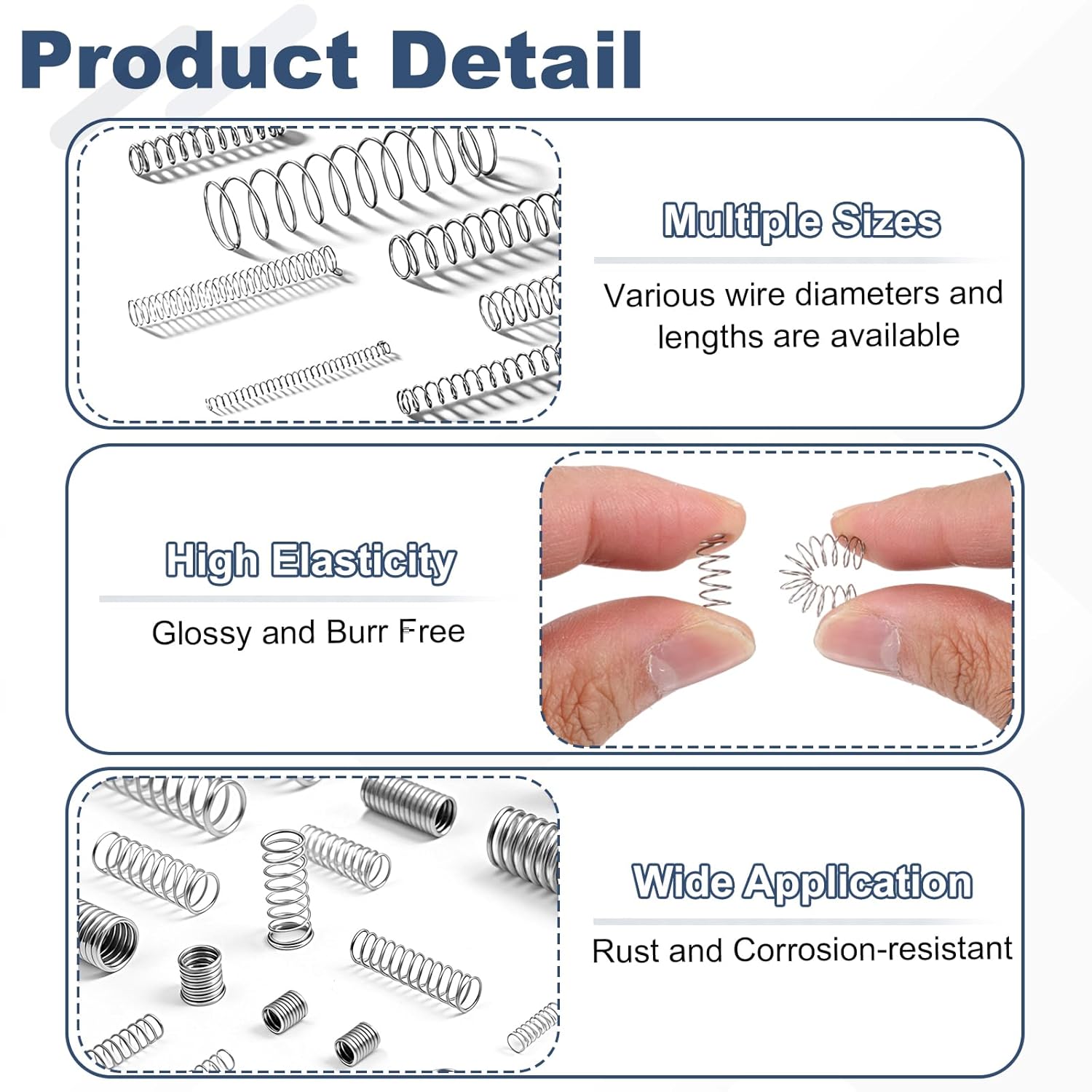 uxcell 50Pcs 304 Stainless Steel Compression Springs, 0.2mm x 2mm x 5mm Small & Tiny Pen Spring for Home Repair & DIY, Workshop & Industrial Use, (Silver Tone)